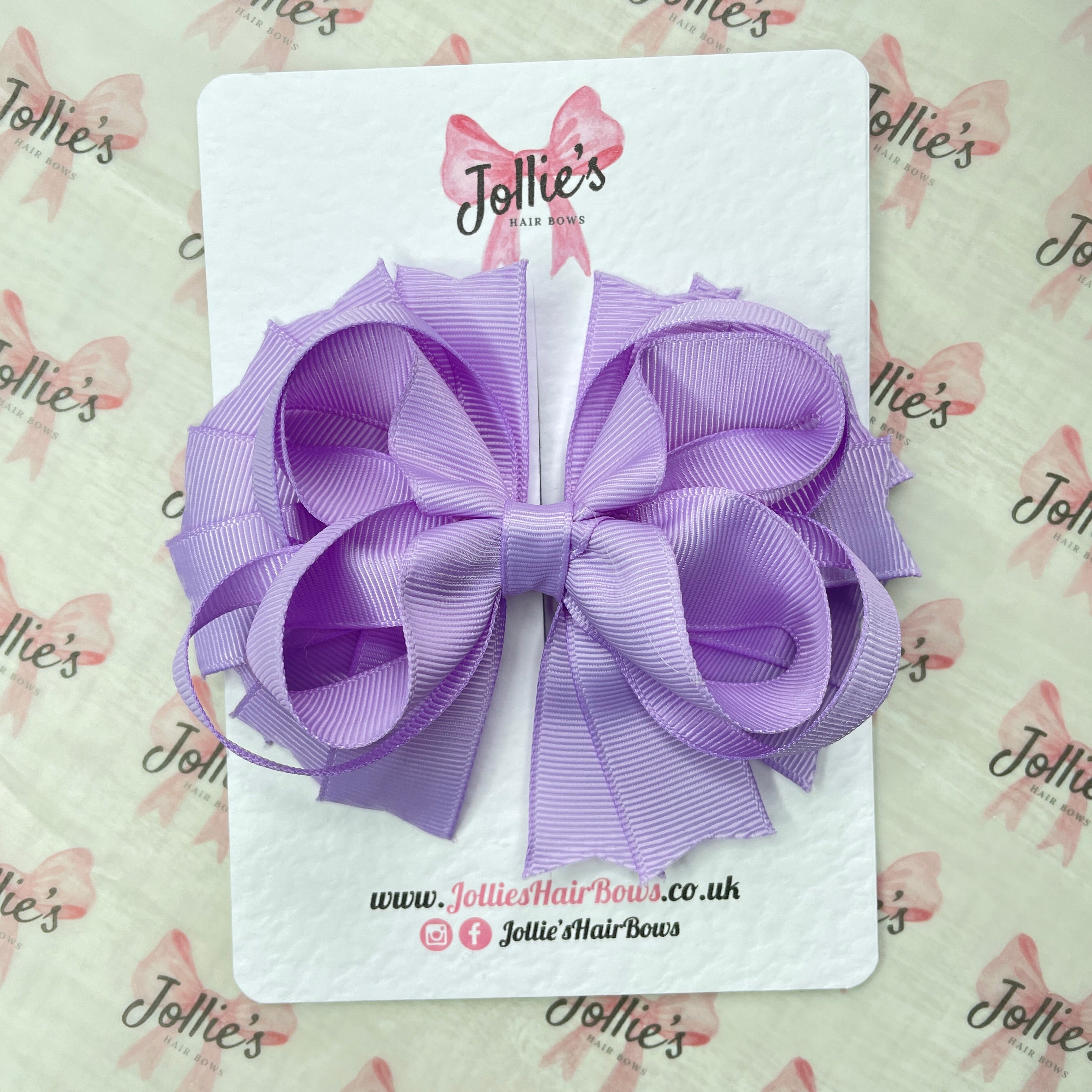 4.5inch Ring Bow with Clip - Light Orchid