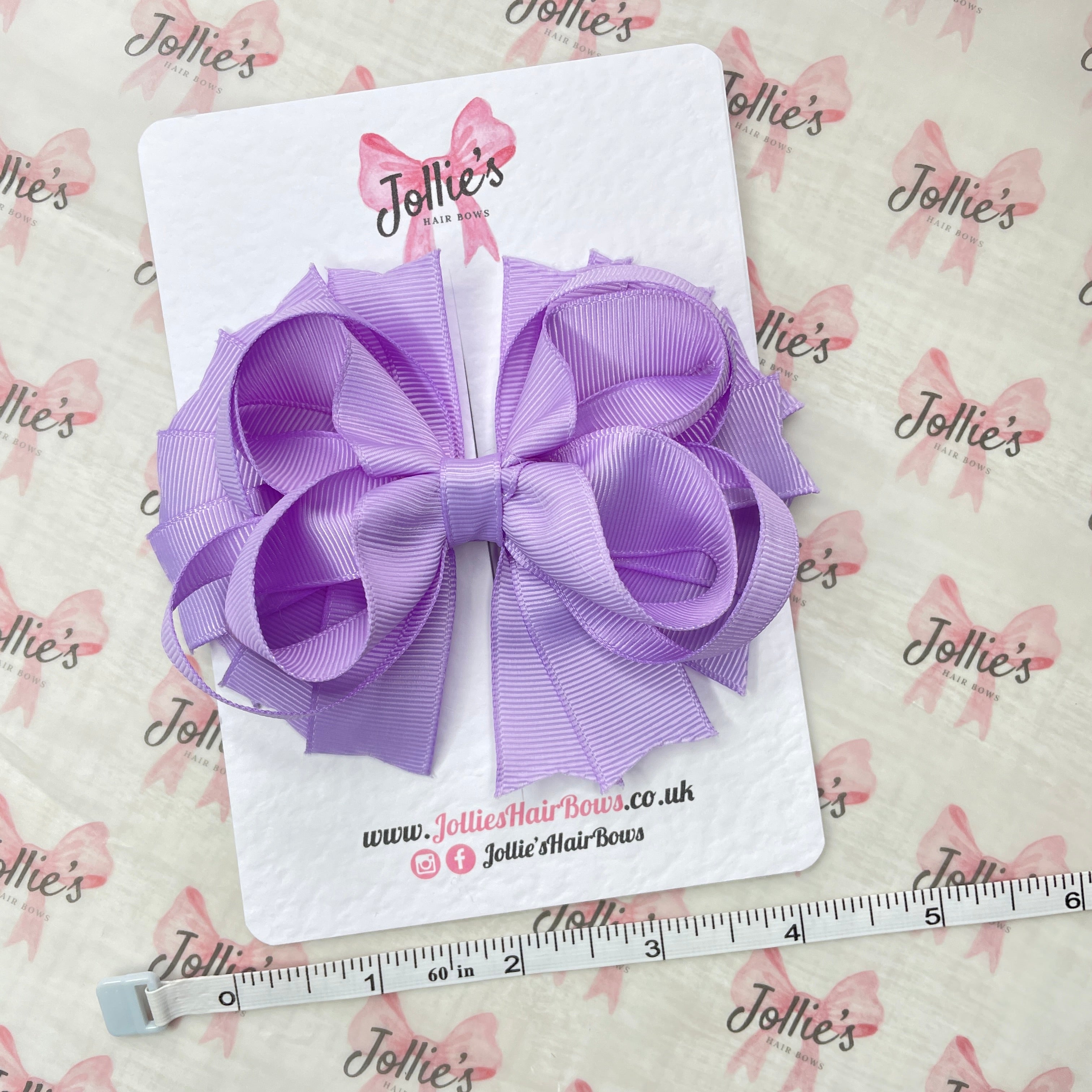 4.5inch Ring Bow with Clip - Light Orchid