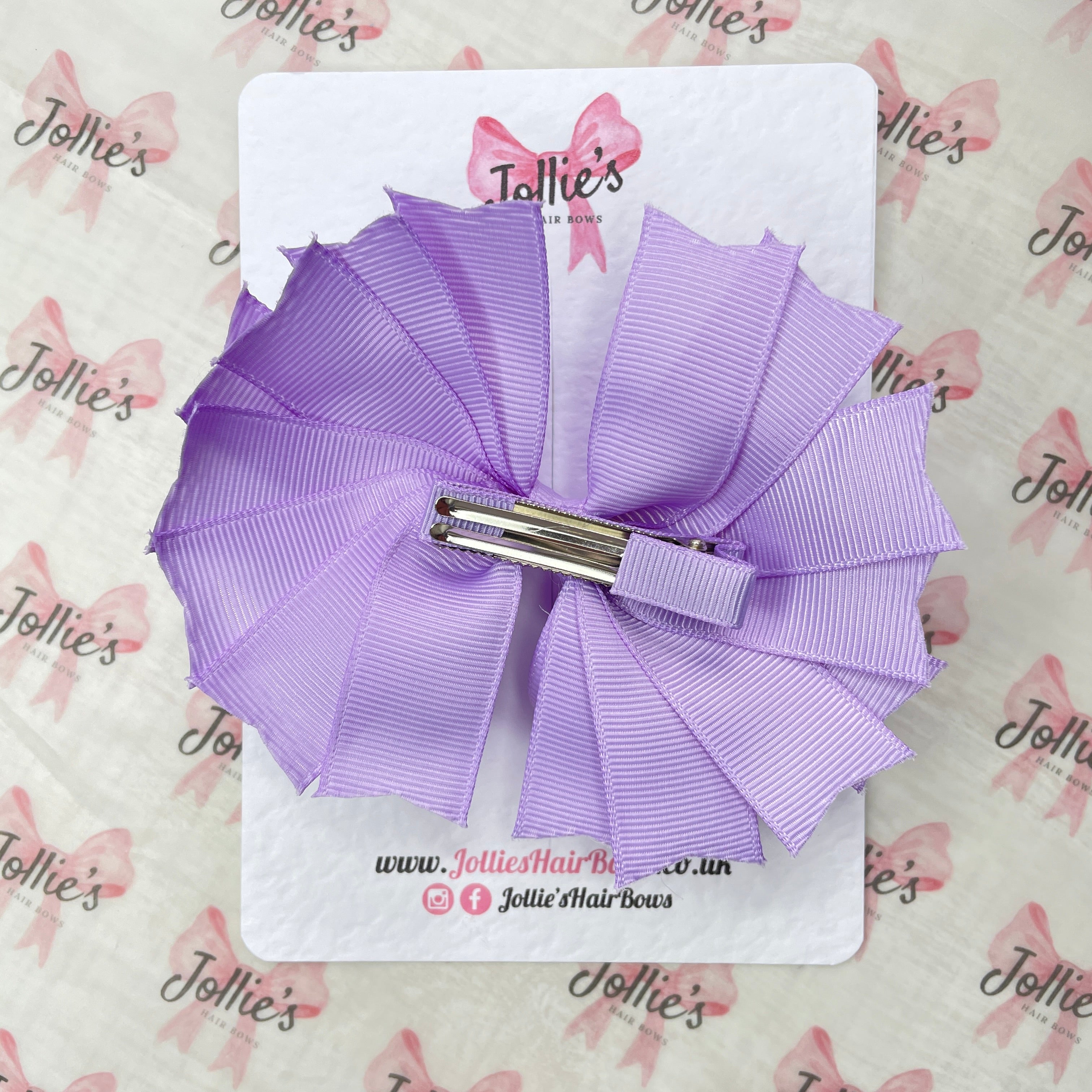 4.5inch Ring Bow with Clip - Light Orchid