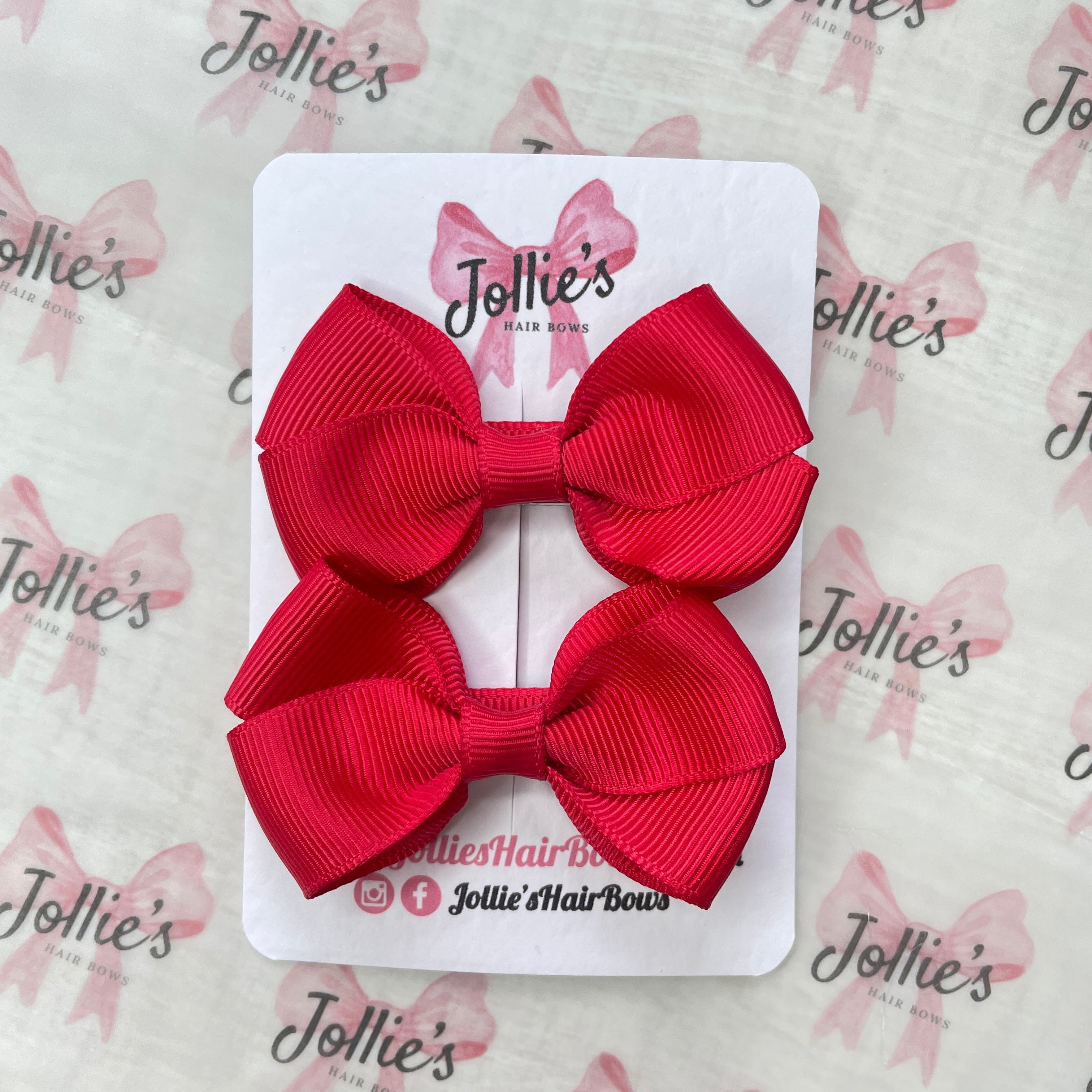 2.5inch Classy Bow with Clip (pair) - Red