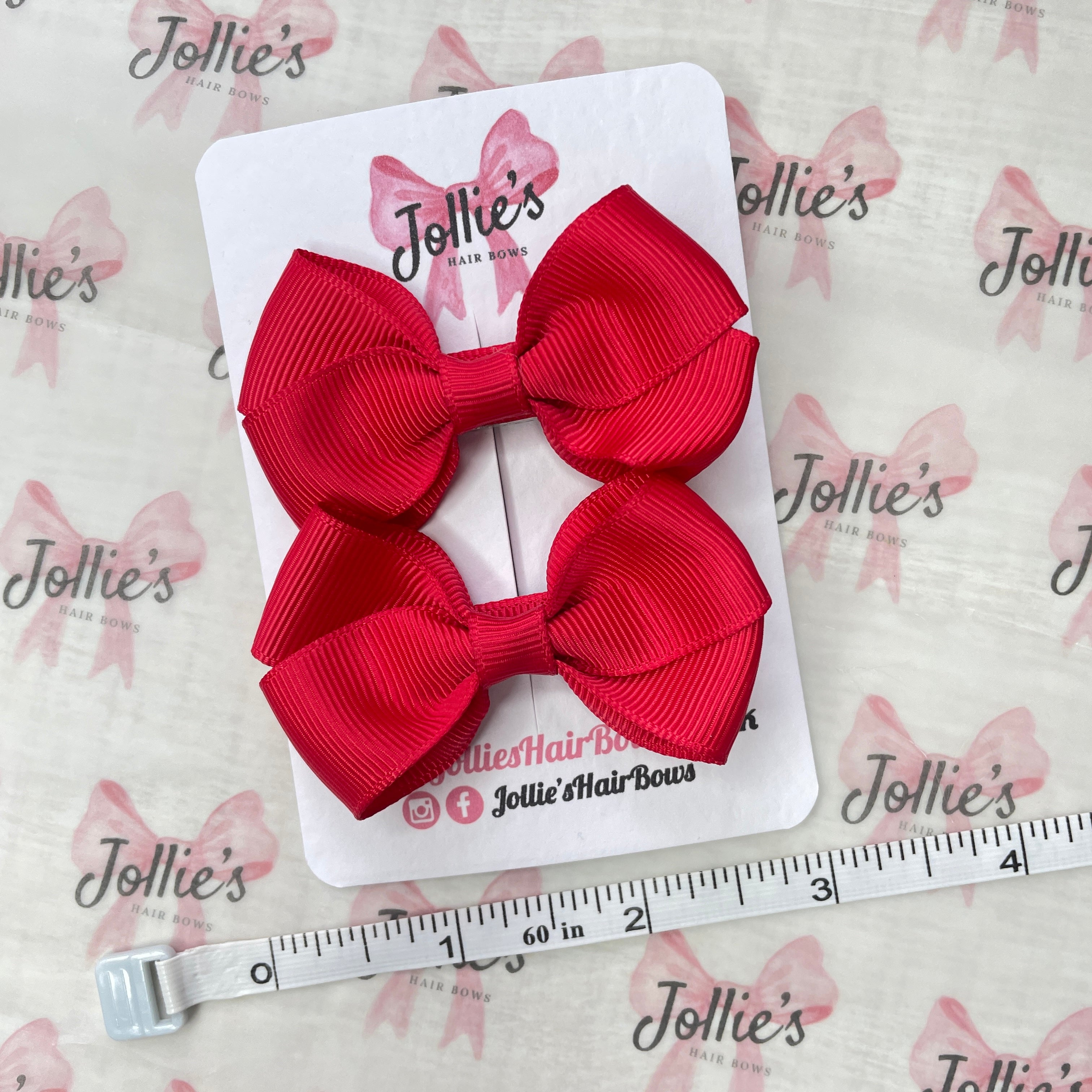 2.5inch Classy Bow with Clip (pair) - Red