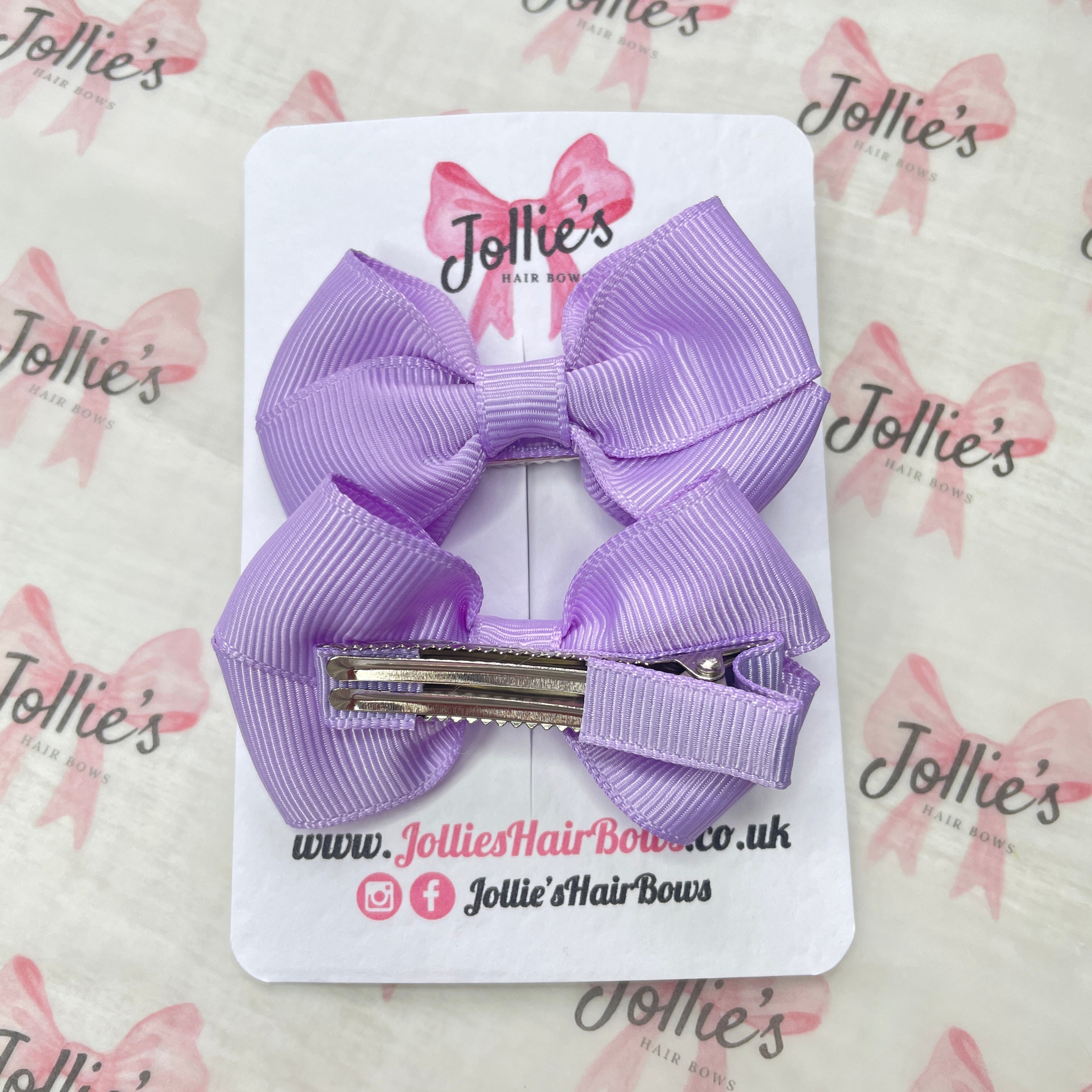 2.5inch Classy Bow with Clip (pair) - Light Orchid