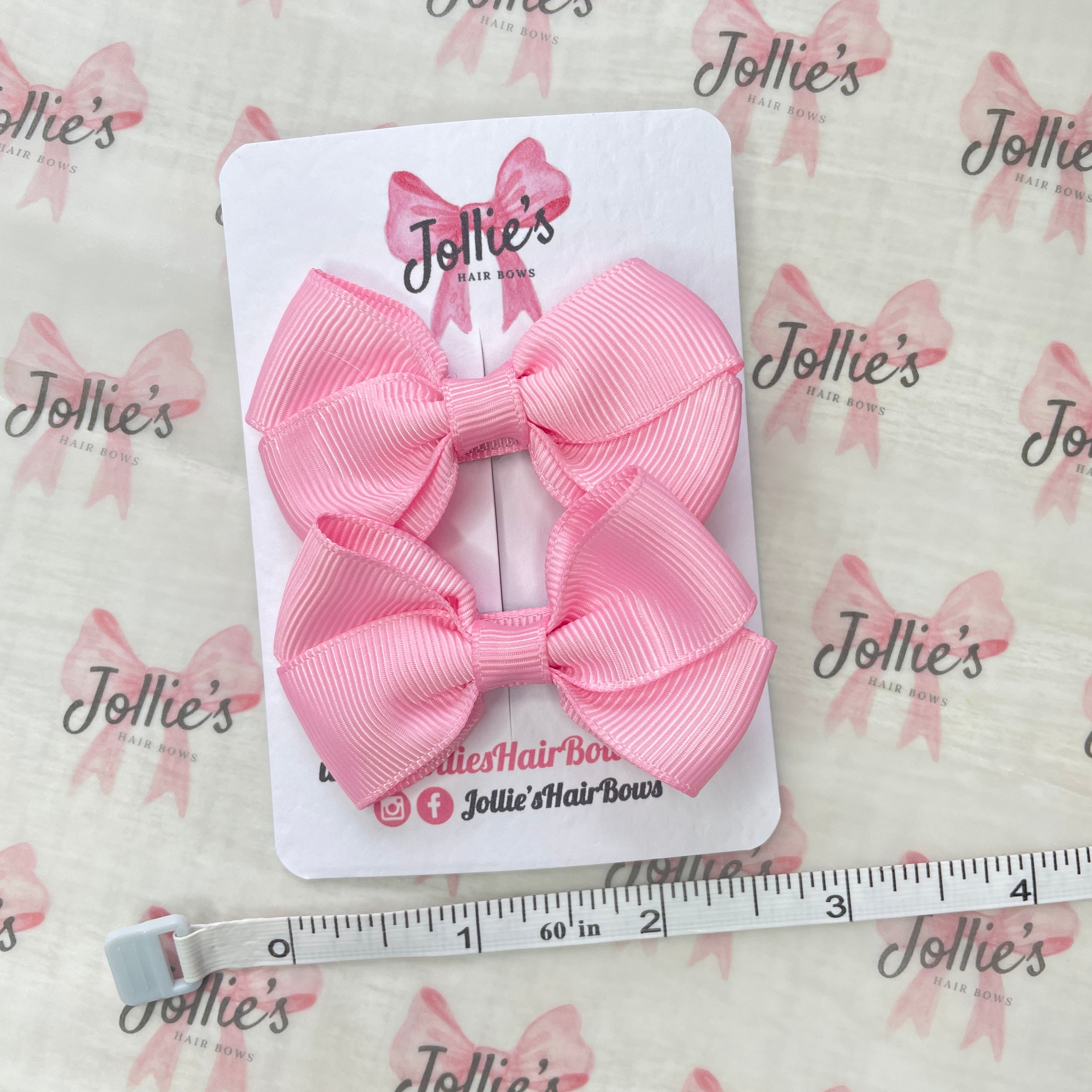 2.5inch Classy Bow with Clip (pair) - Rose Pink