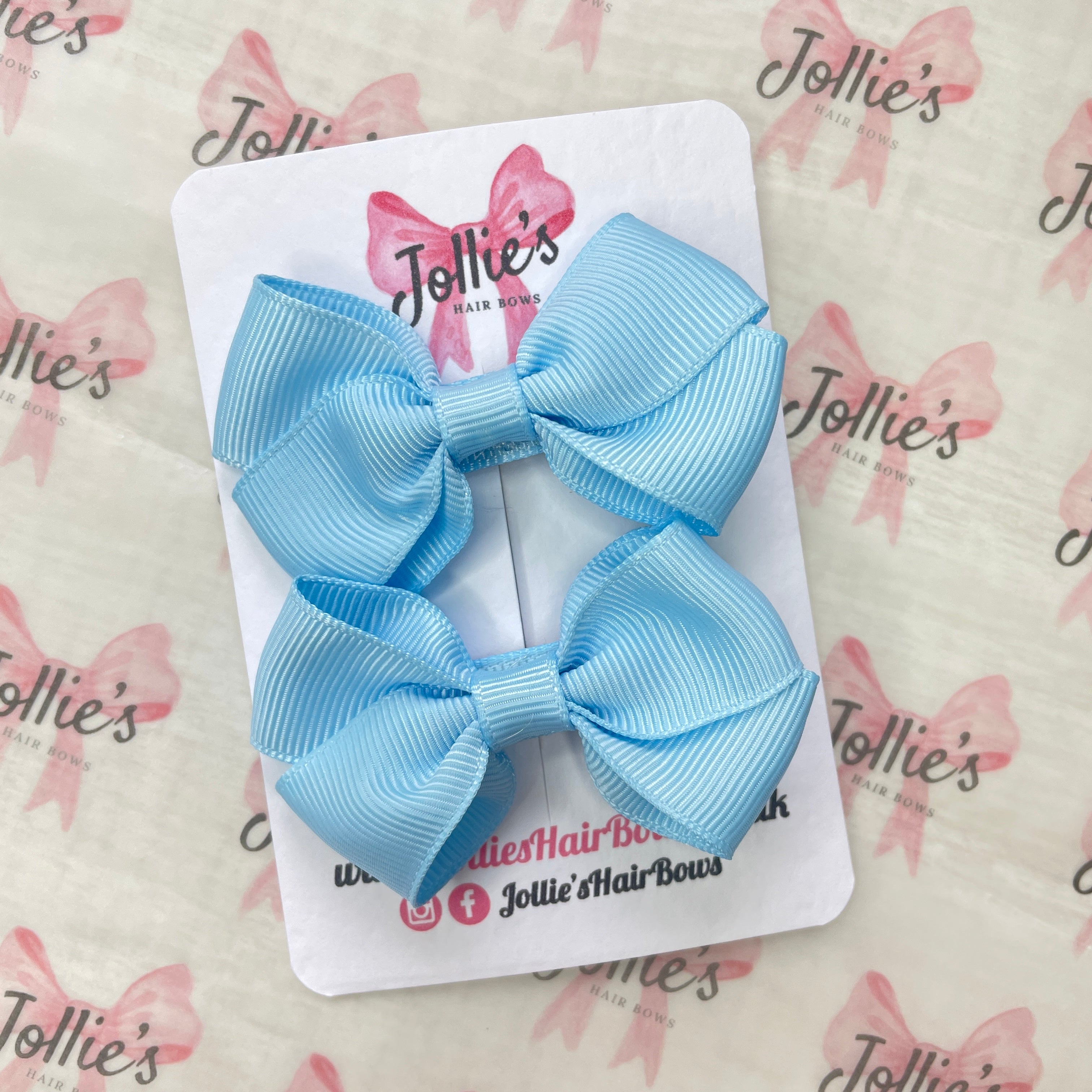 2.5inch Classy Bow with Clip (pair) - Blue Topaz