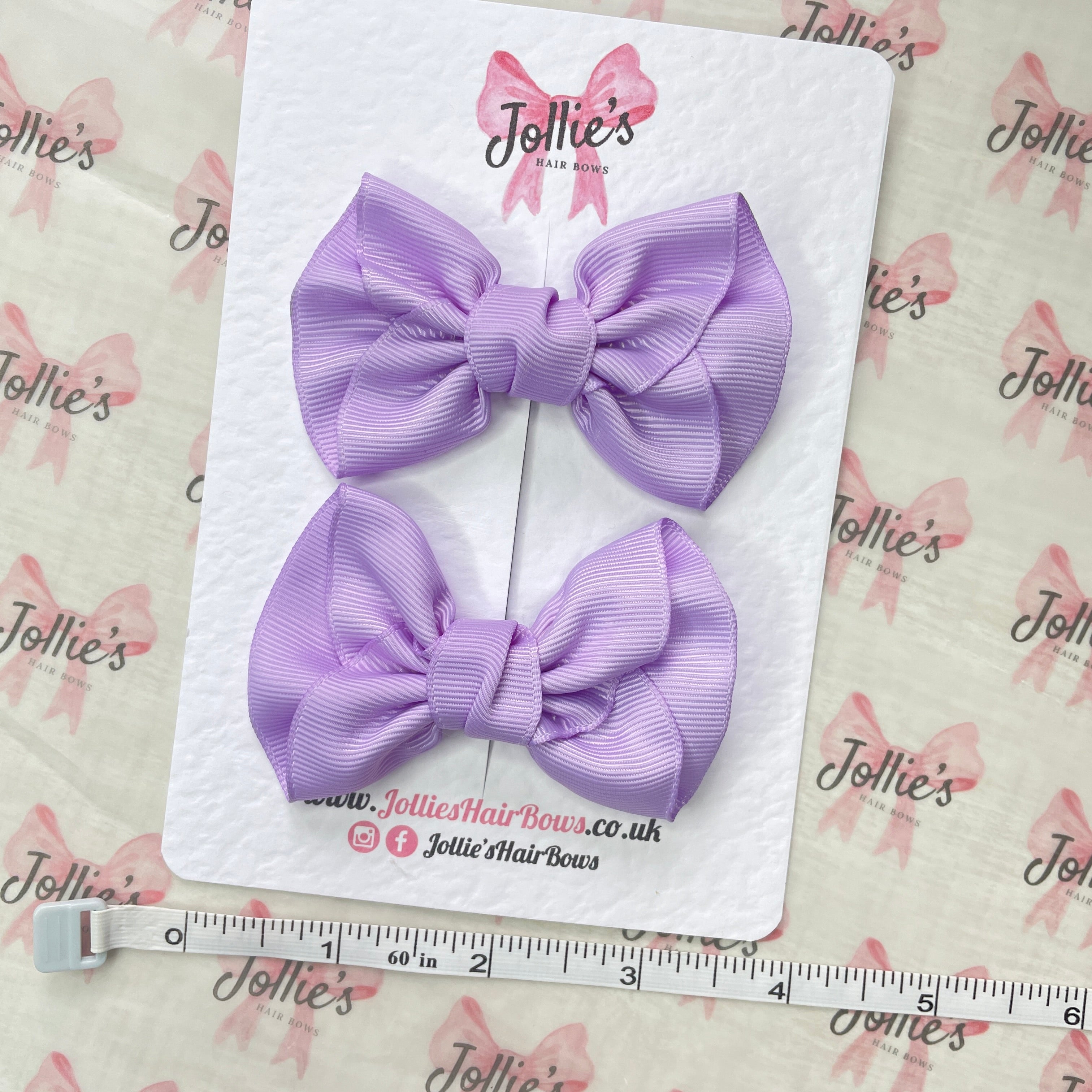 3inch Frown Bow with Clip (pair) - Light Orchid