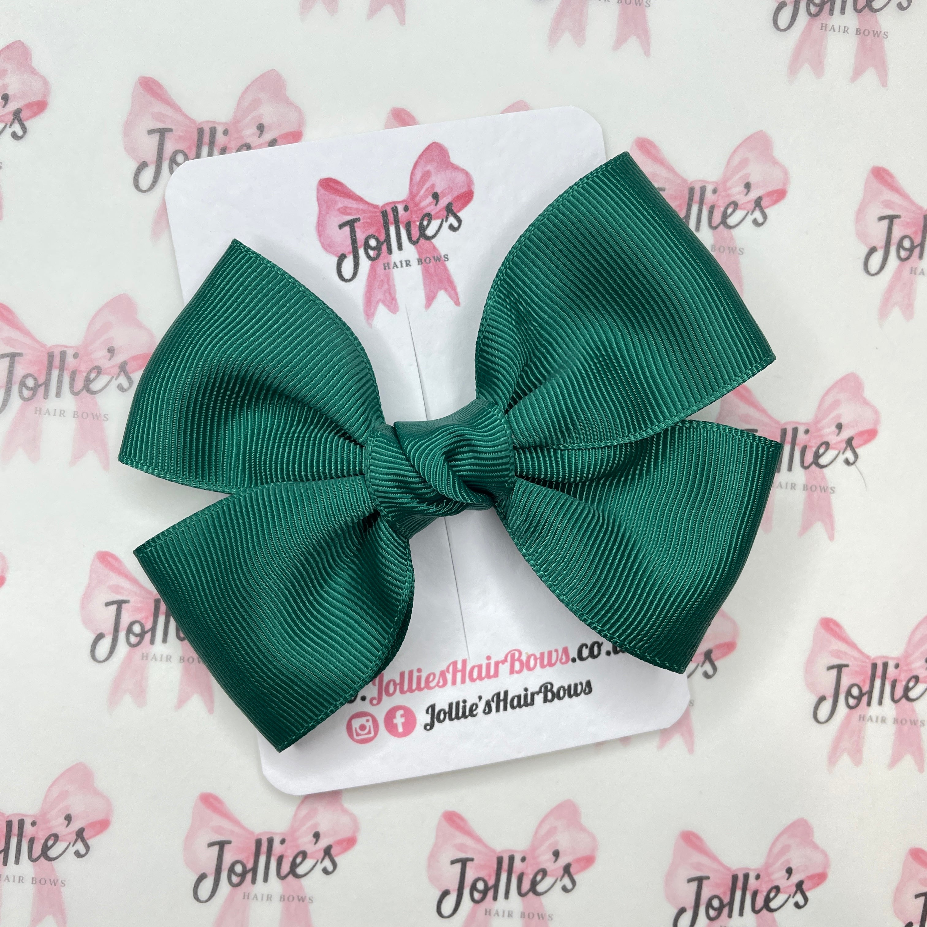 4inch Classic Bow with Clip - Hunter Green