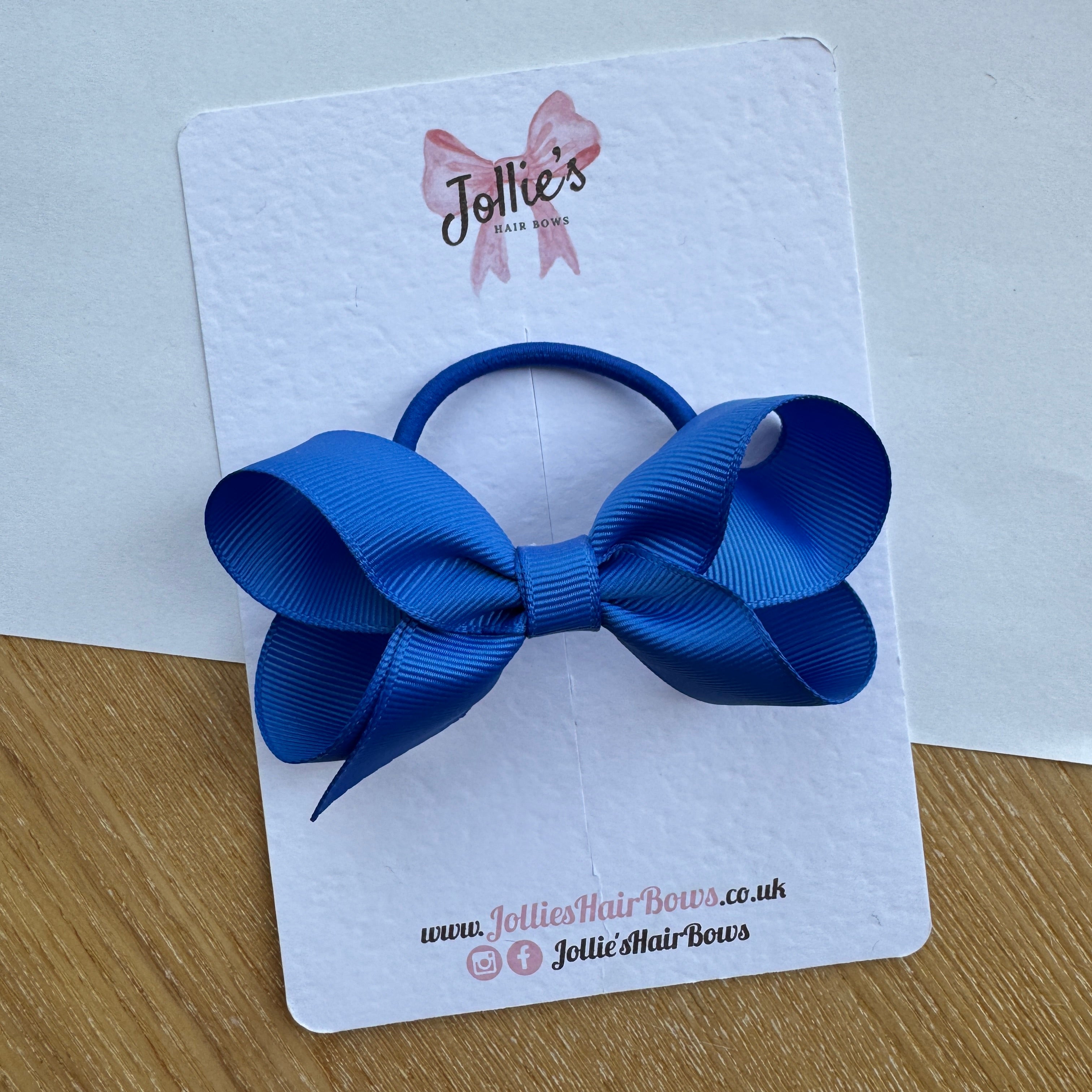 3.5" Royal Blue Boutique Hair Bow Pair – Grosgrain Ribbon on Thick Elastic