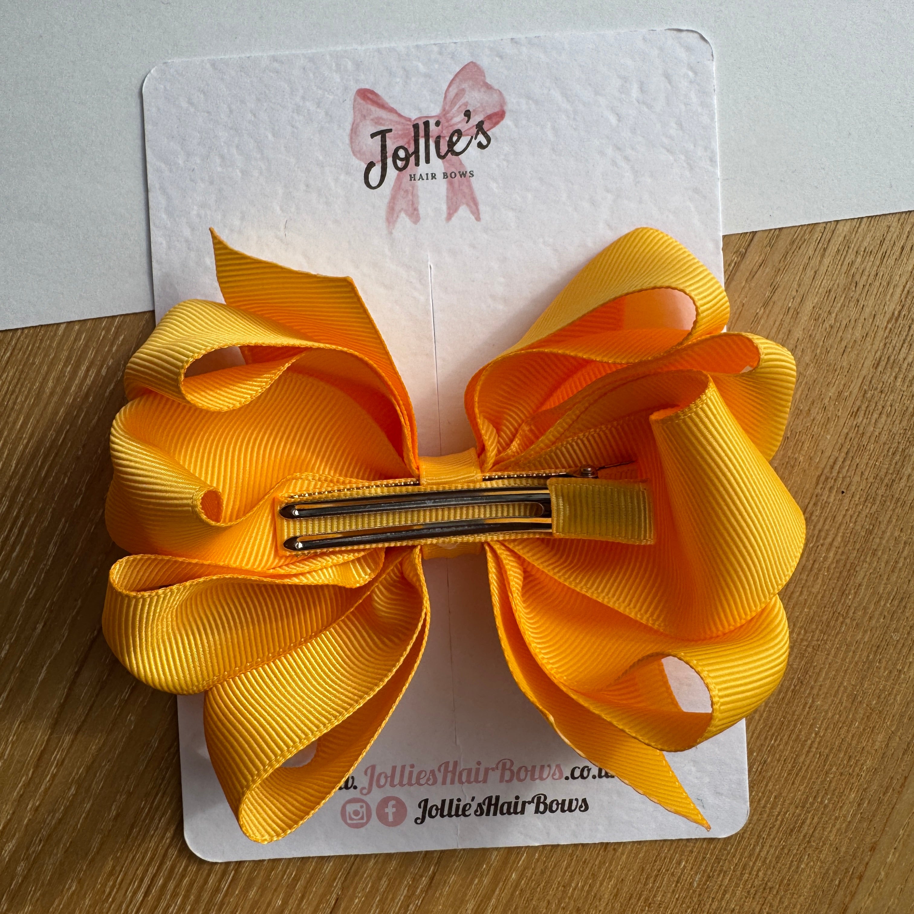 4.5" Yellow Gold Octopus Hair Bow – Grosgrain Ribbon Clip for School & Everyday Wear