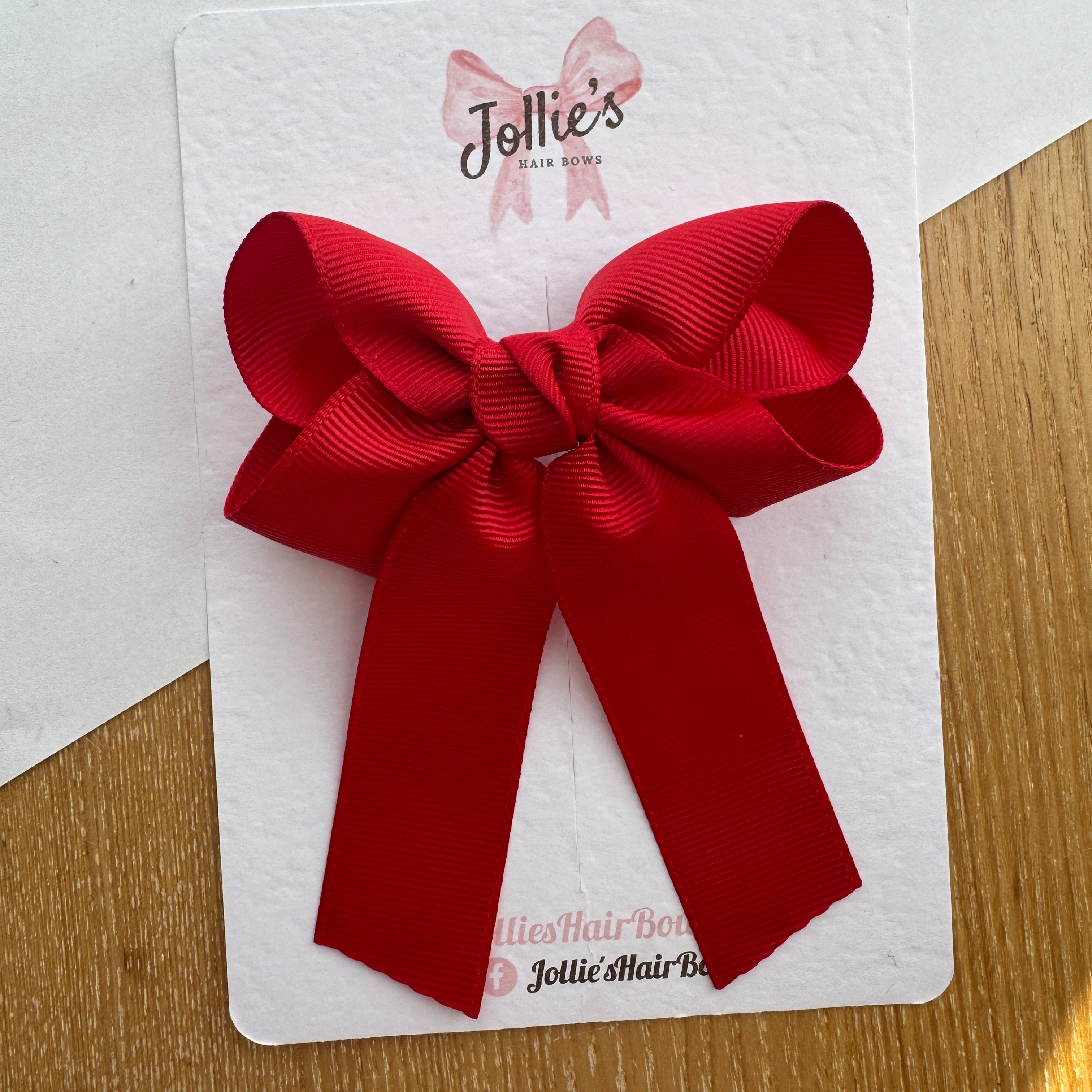 3" Classic Ribbon Tail Hair Bow – Grosgrain Ribbon Clip with Teeth