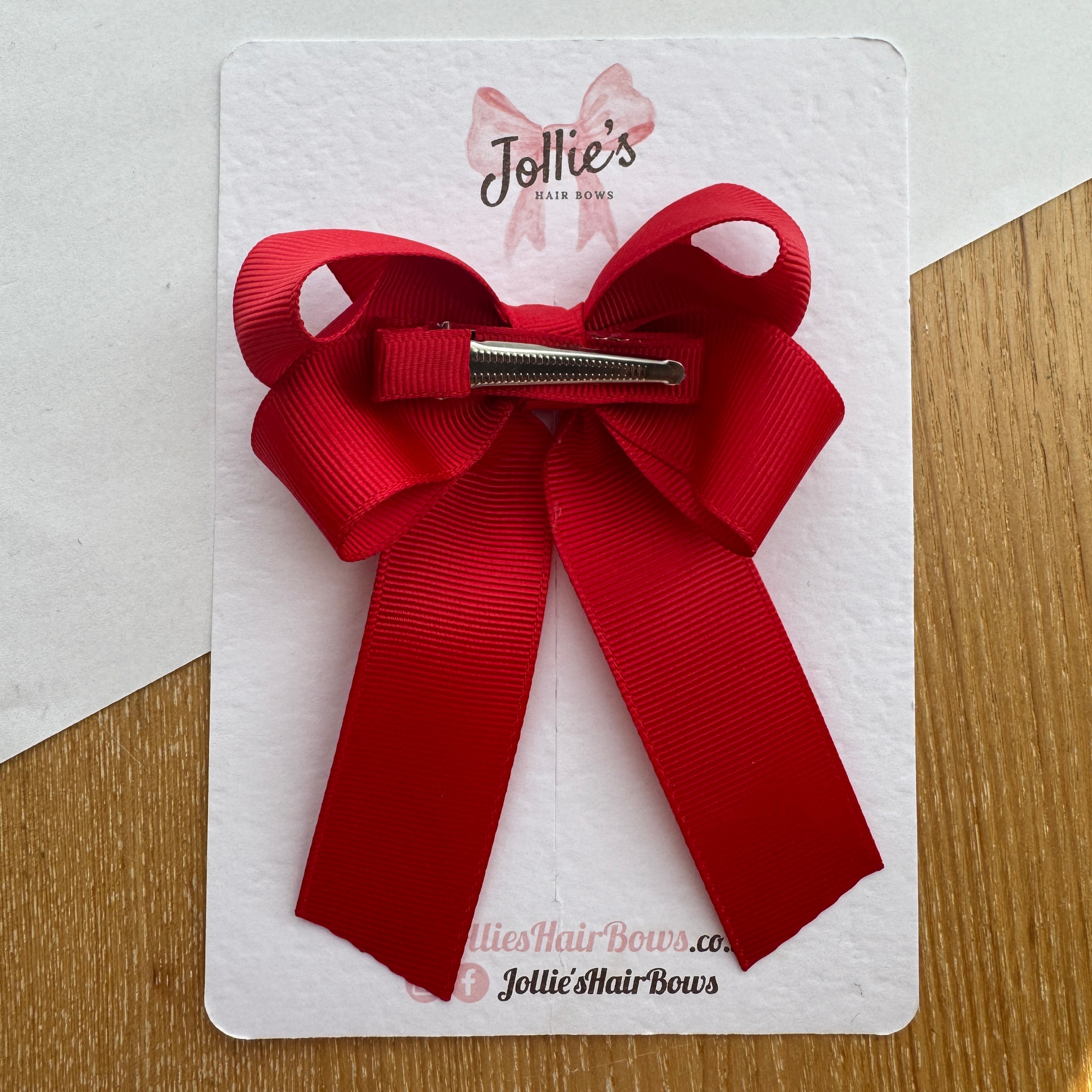 3" Classic Ribbon Tail Hair Bow – Grosgrain Ribbon Clip with Teeth