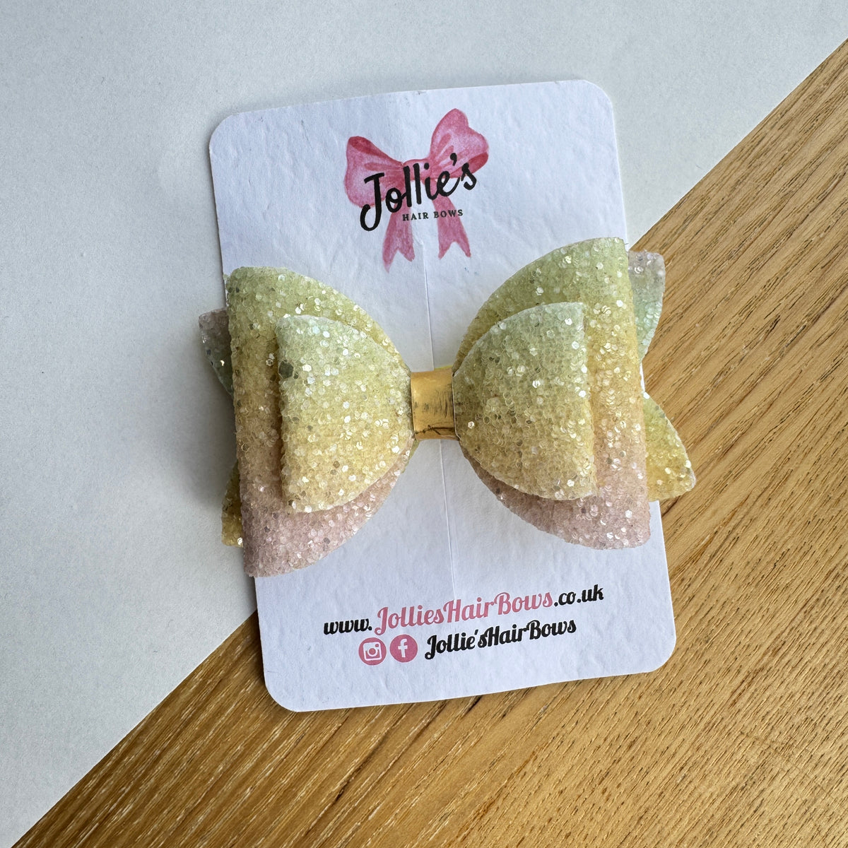 3" Pastel Rainbows Chunky Glitter Hair Bow (Single)