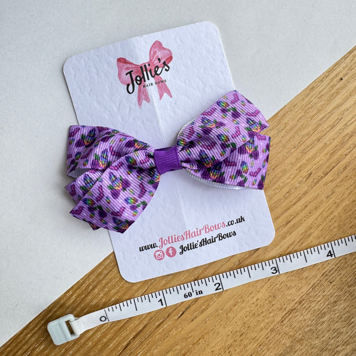 3.5" Purple Little Skeleton Halloween Hair Bow with Clip (Single) – Grosgrain Ribbon