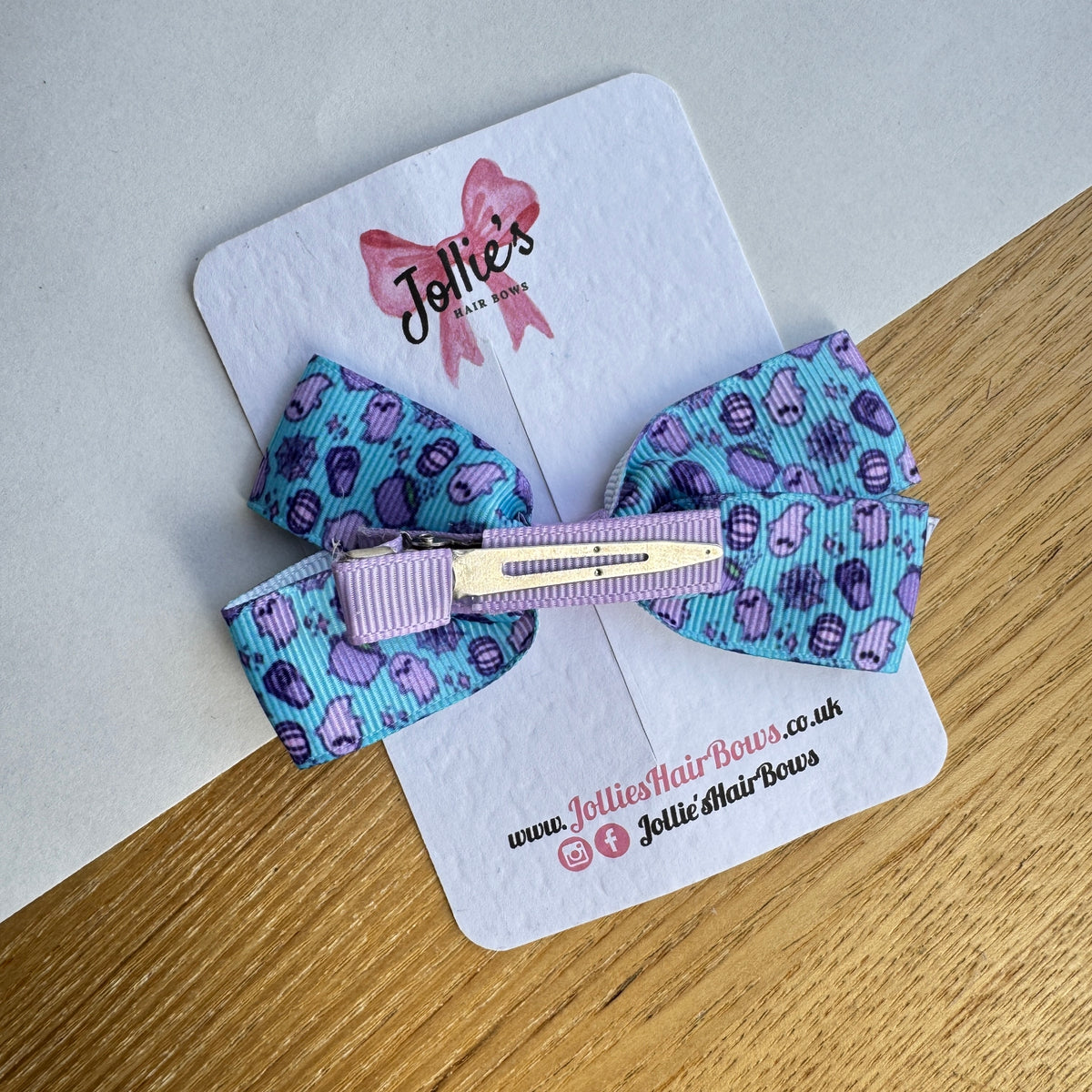 3.5" Blue Spooky Halloween Hair Bow with Clip (Single) – Grosgrain Ribbon