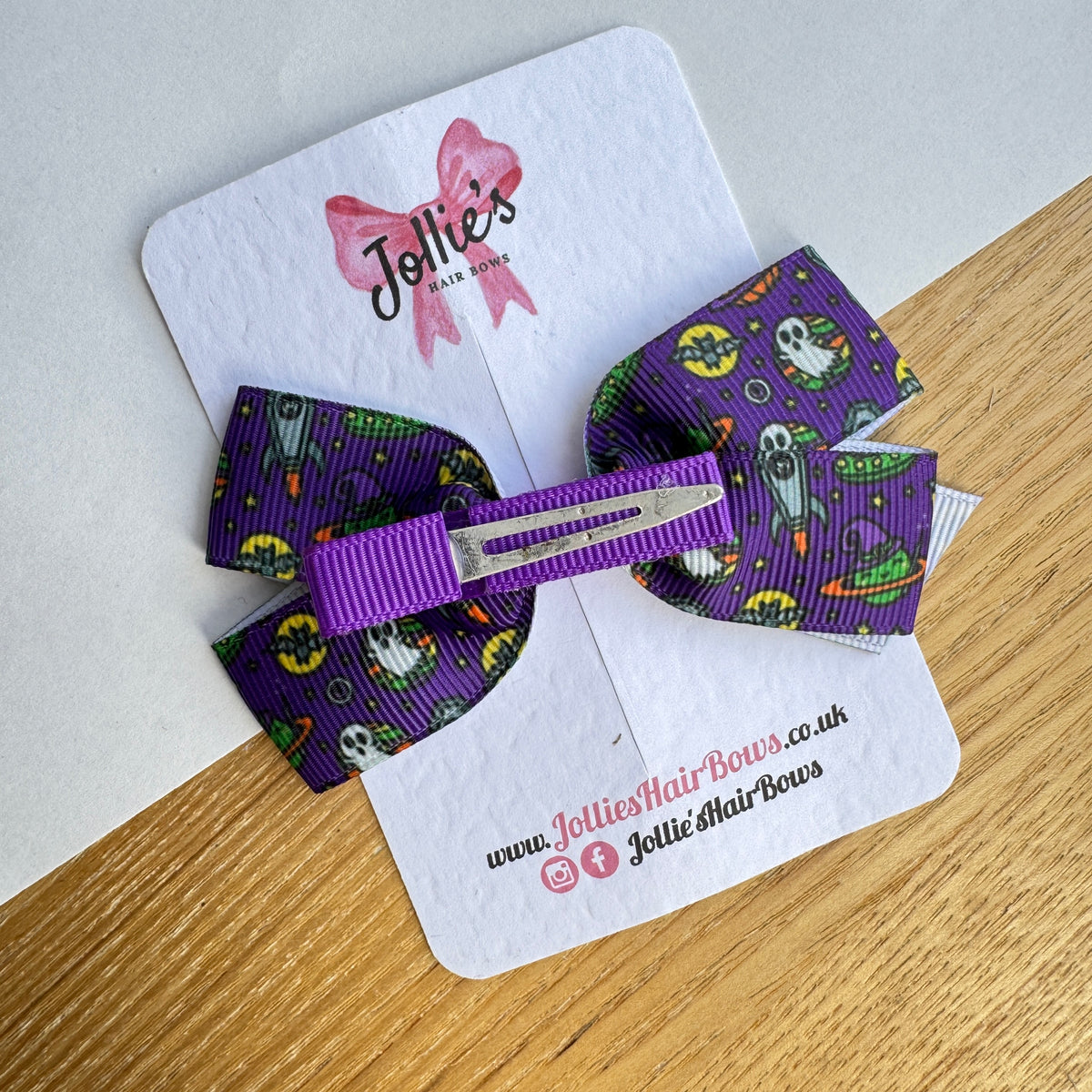 3.5" Purple Spooky Halloween Hair Bow with Clip (Single) – Grosgrain Ribbon