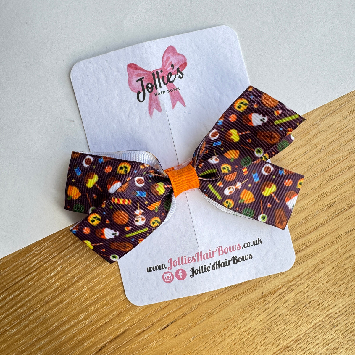 3.5" Brown Spooky Halloween Hair Bow with Clip (Single) – Grosgrain Ribbon