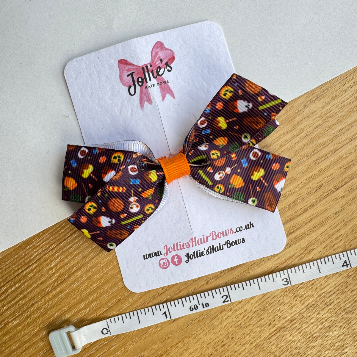 3.5" Brown Spooky Halloween Hair Bow with Clip (Single) – Grosgrain Ribbon