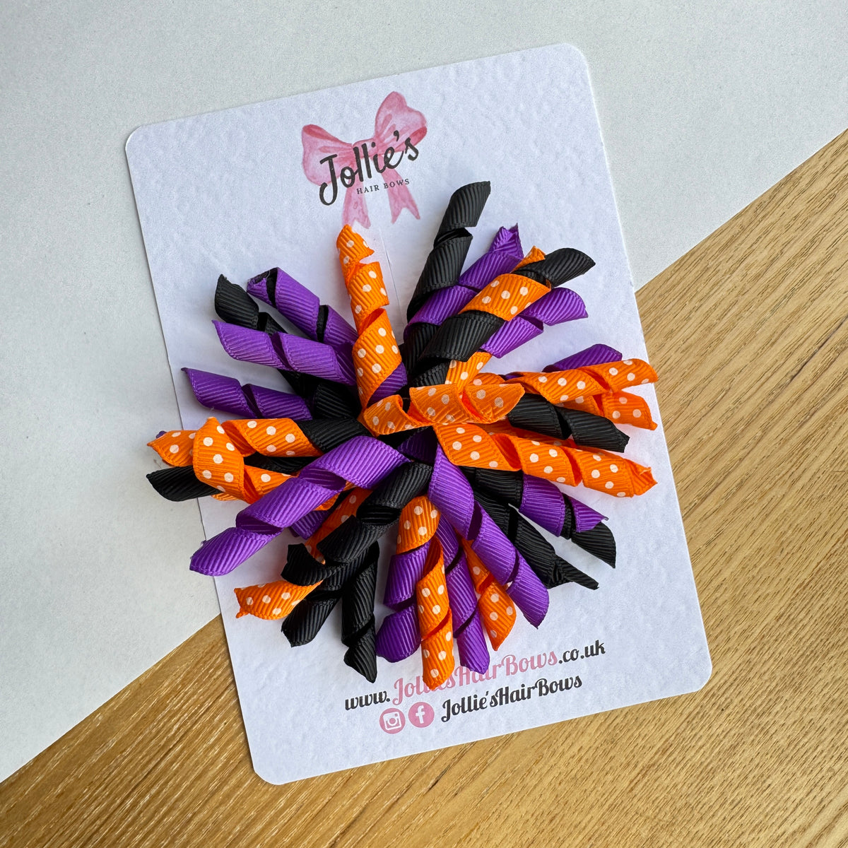4" Orange, Purple & Black Halloween Corker Hair Bow with Clip (Single) – Grosgrain Ribbon