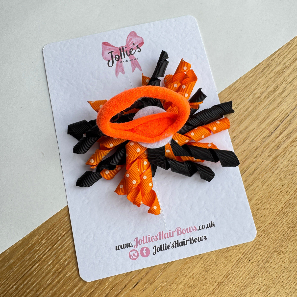 4" Orange & Black Halloween Corker Hair Bobble – Grosgrain Ribbon