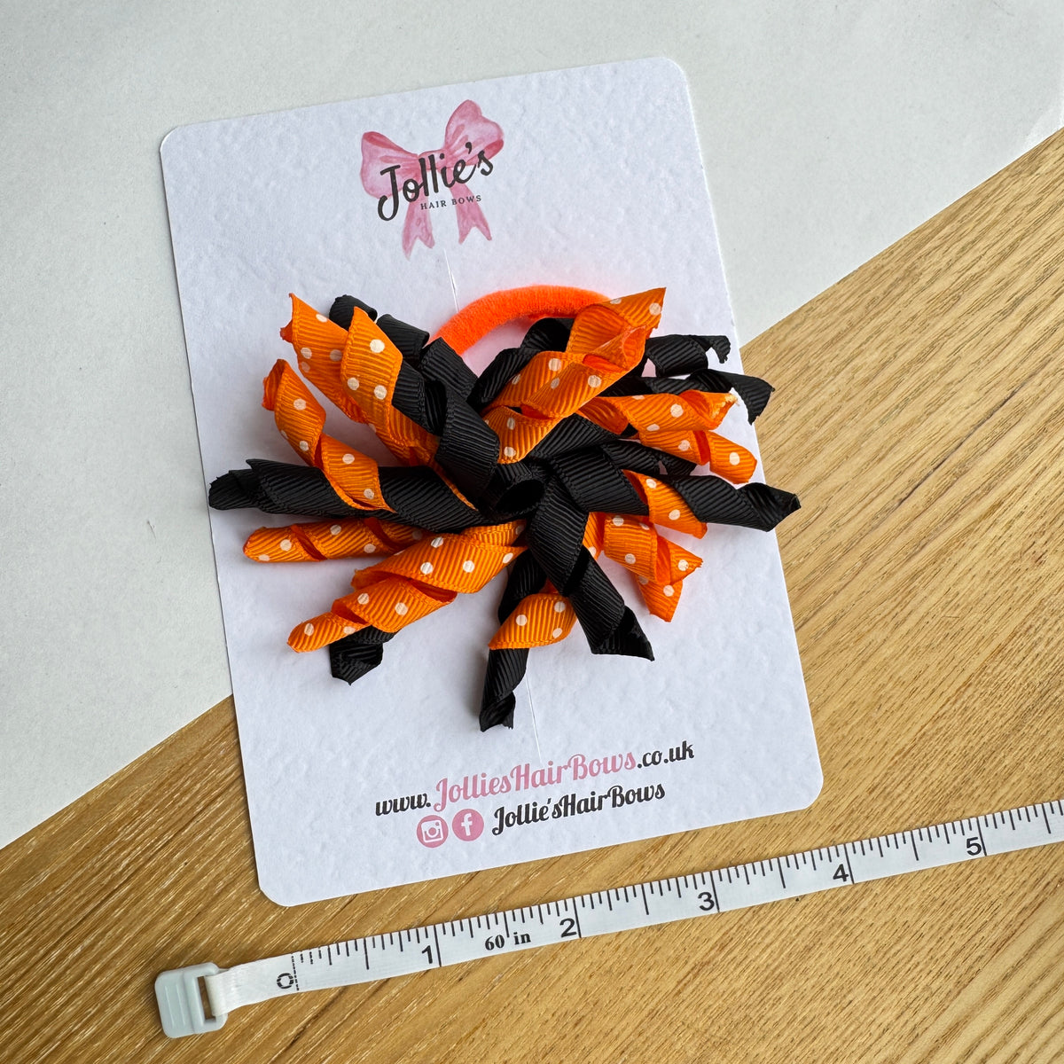 4" Orange & Black Halloween Corker Hair Bobble – Grosgrain Ribbon