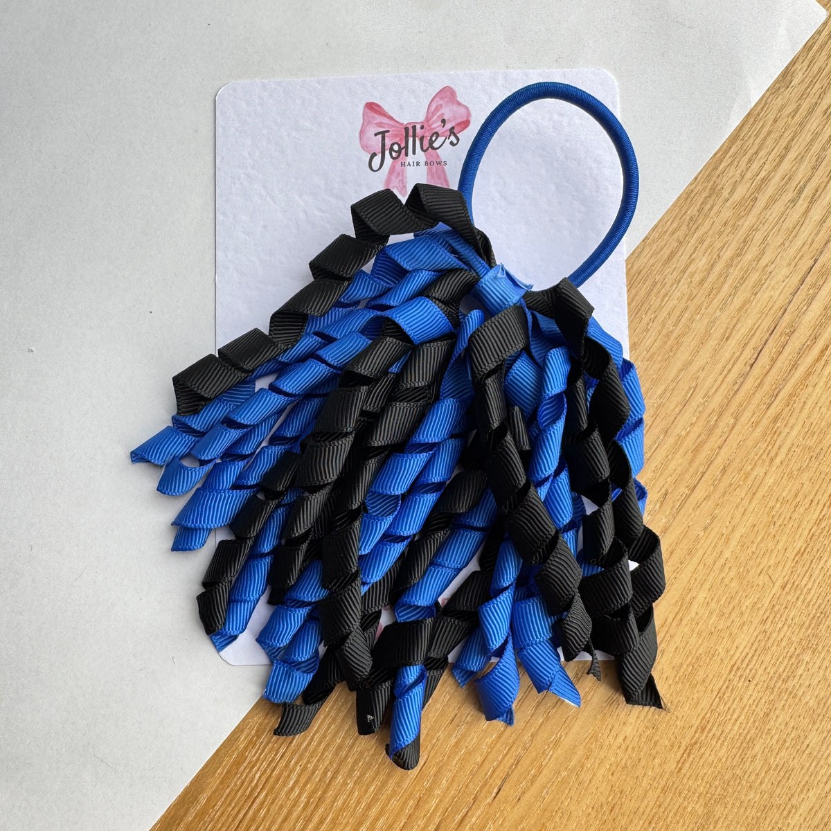Corker Hair Bobble – Royal Blue & Black | Two Tone School Hair Accessory for Girls, Grosgrain Ribbon, Thick Elastic Bobble