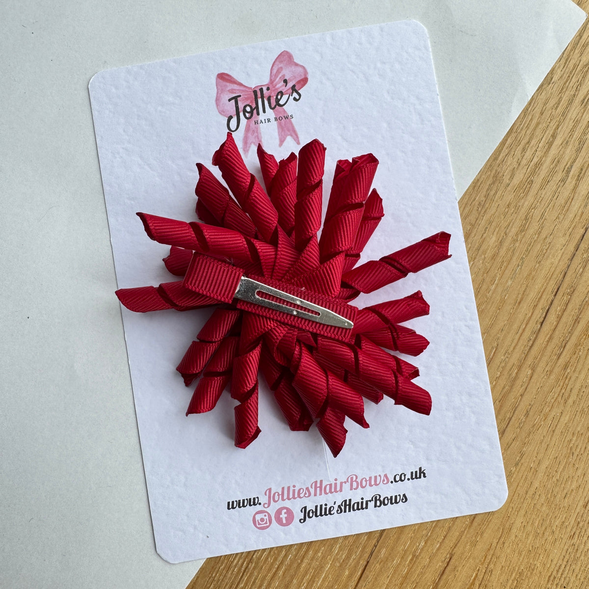 3.5" Scarlet Red Corker Hair Bow with Lined Alligator Clip – Grosgrain Ribbon