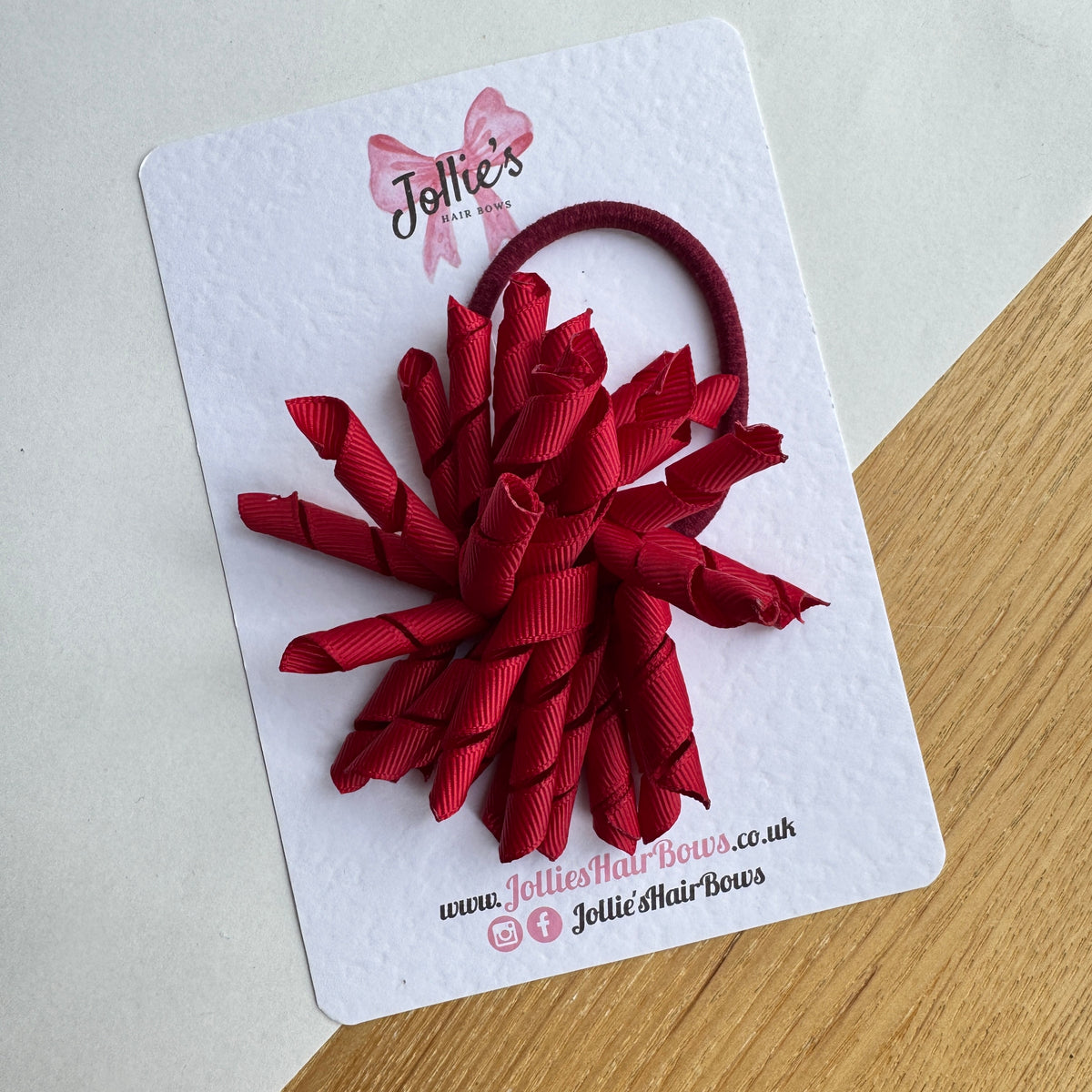 3.5" Scarlet Red Corker Hair Bow with Thick Elastic Bobble – Grosgrain Ribbon