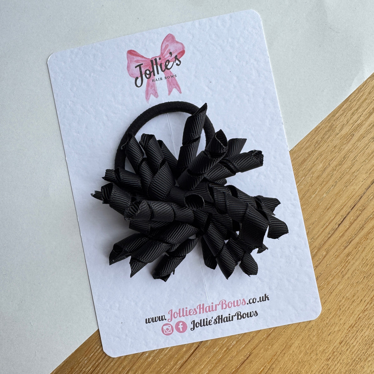 3.5" Black Corker Hair Bow with Thick Elastic Bobble – Grosgrain Ribbon