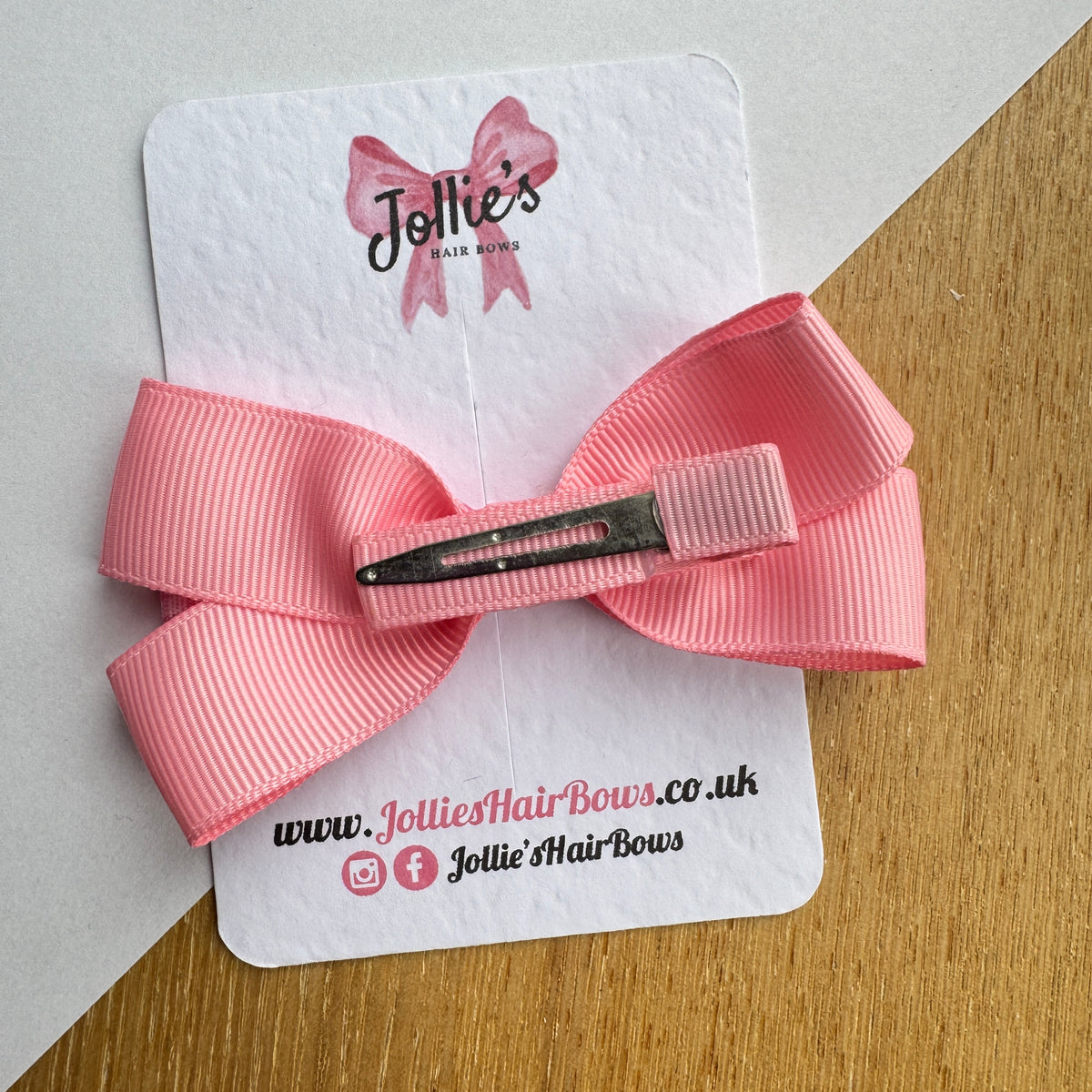 3.5" Pink Gingham Bow with Clip – Grosgrain Ribbon Hair Bow for Girls