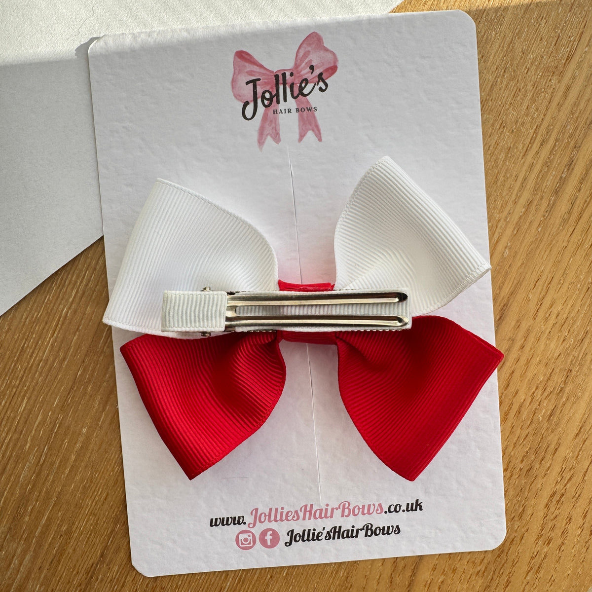 4" Red & White Classic Hair Bow – Grosgrain Ribbon with 2.4" Double Sponge Alligator Clip