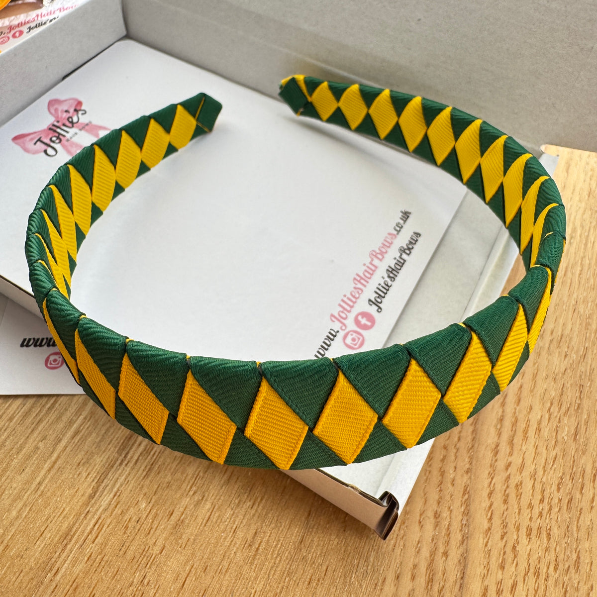 Alice Band – Forest Green & Yellow Gold