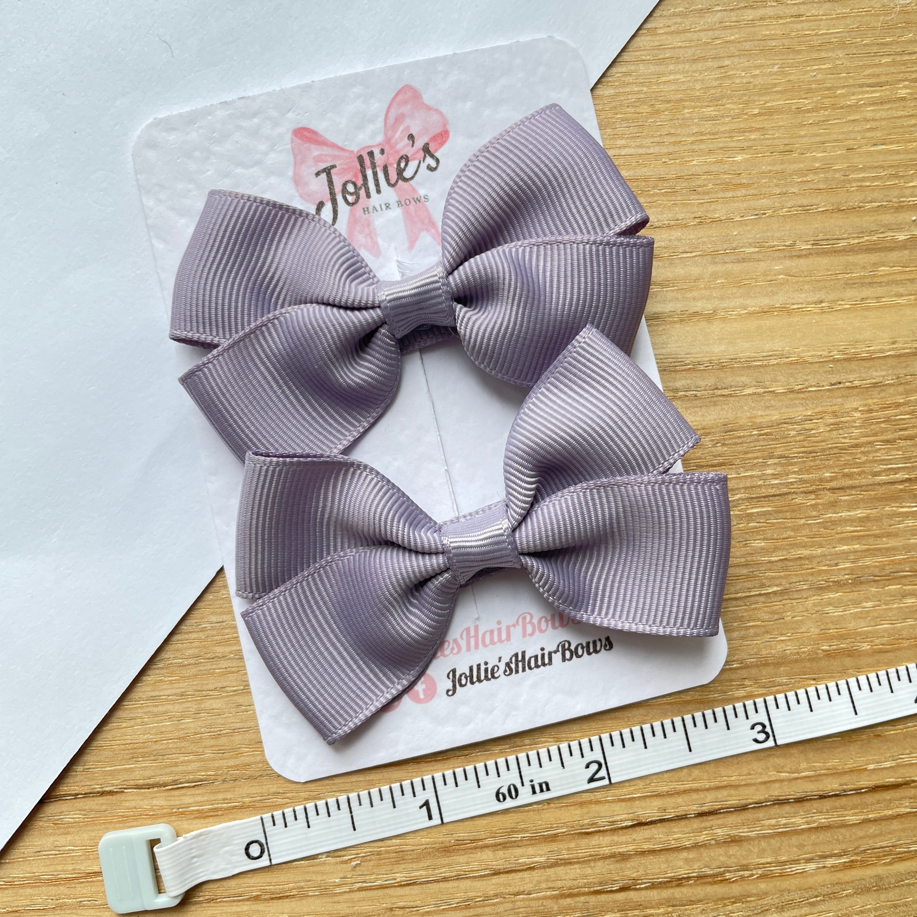 2.75inch Bow with Clip (pair) - Thistle