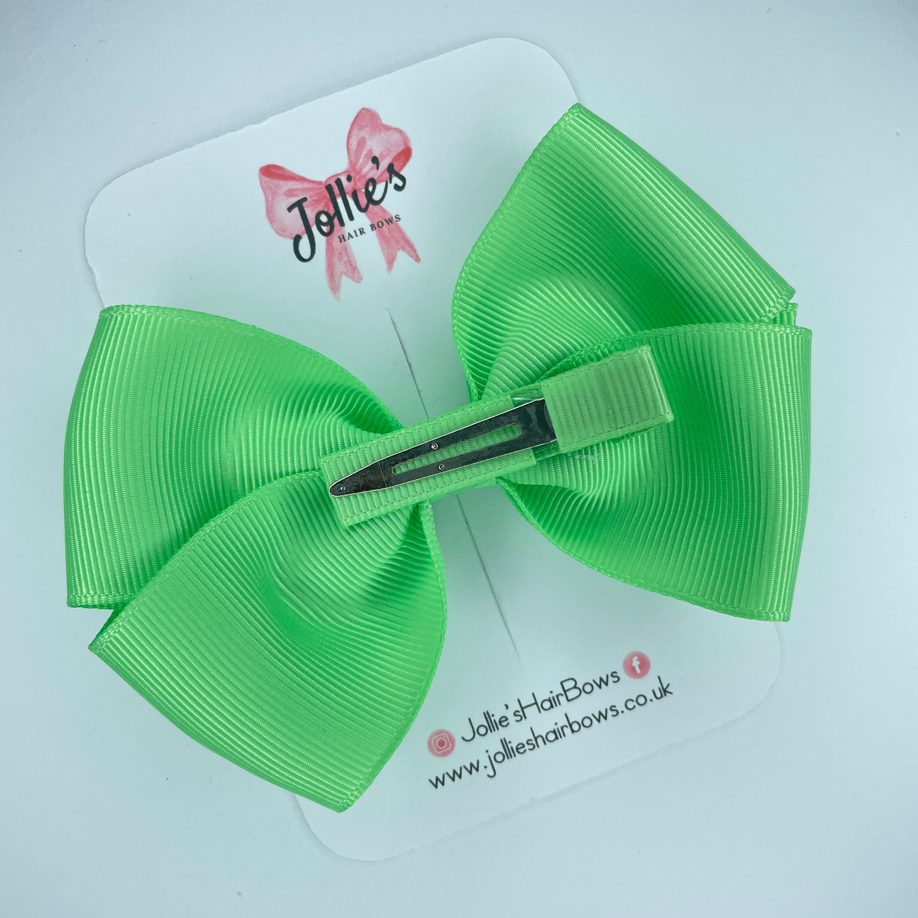 4inch Bow with Clip - Apple Green