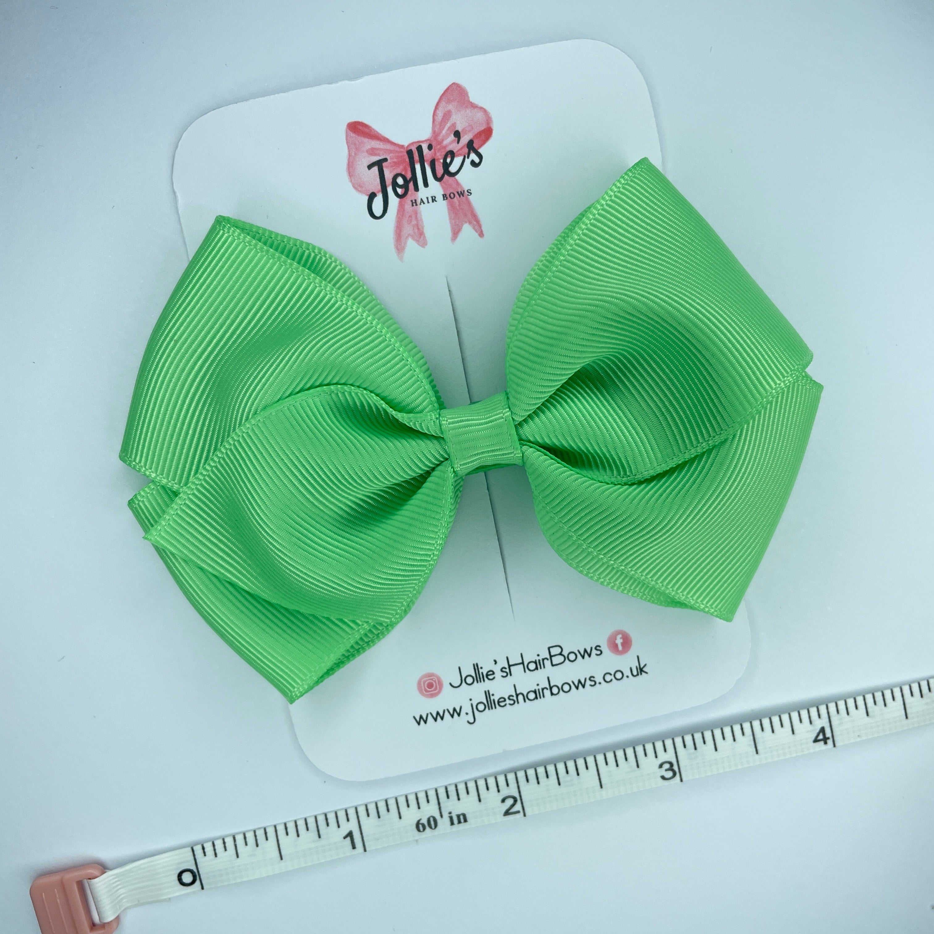 4inch Bow with Clip - Apple Green