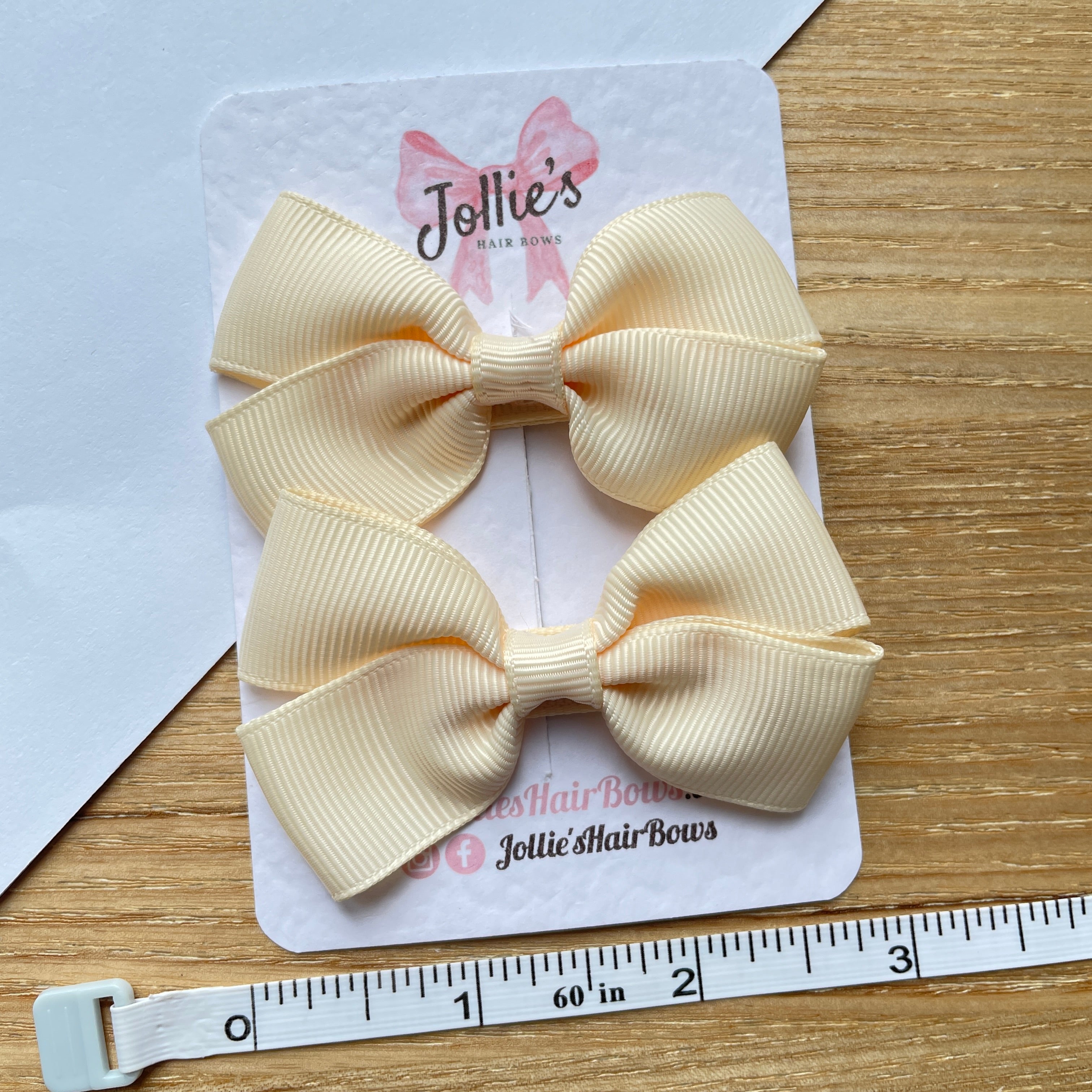 2.75inch Bow with Clip (pair) - Cream