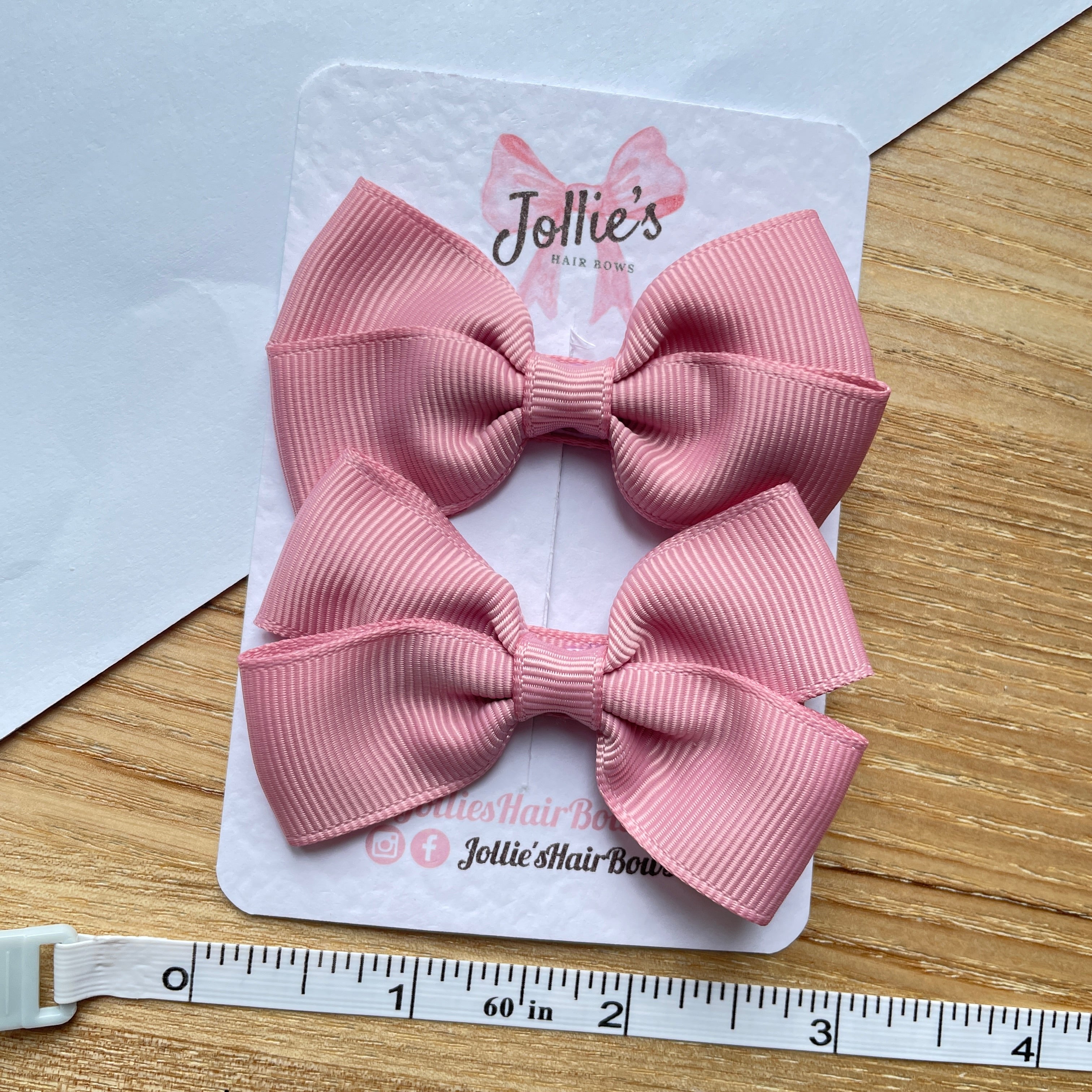 2.75inch Bow with Clip (pair) - Peony