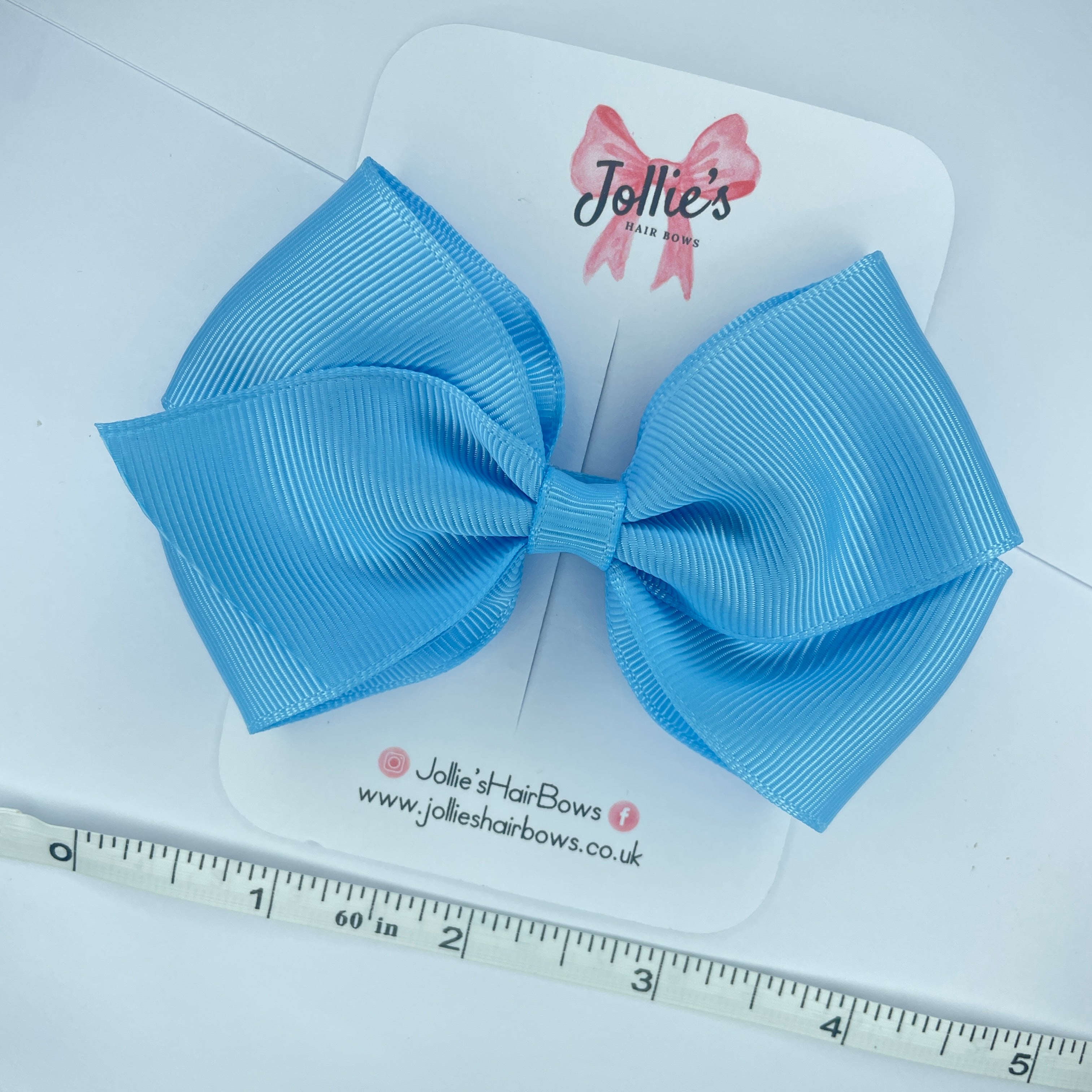 4inch Bow with Clip - Blue Mist