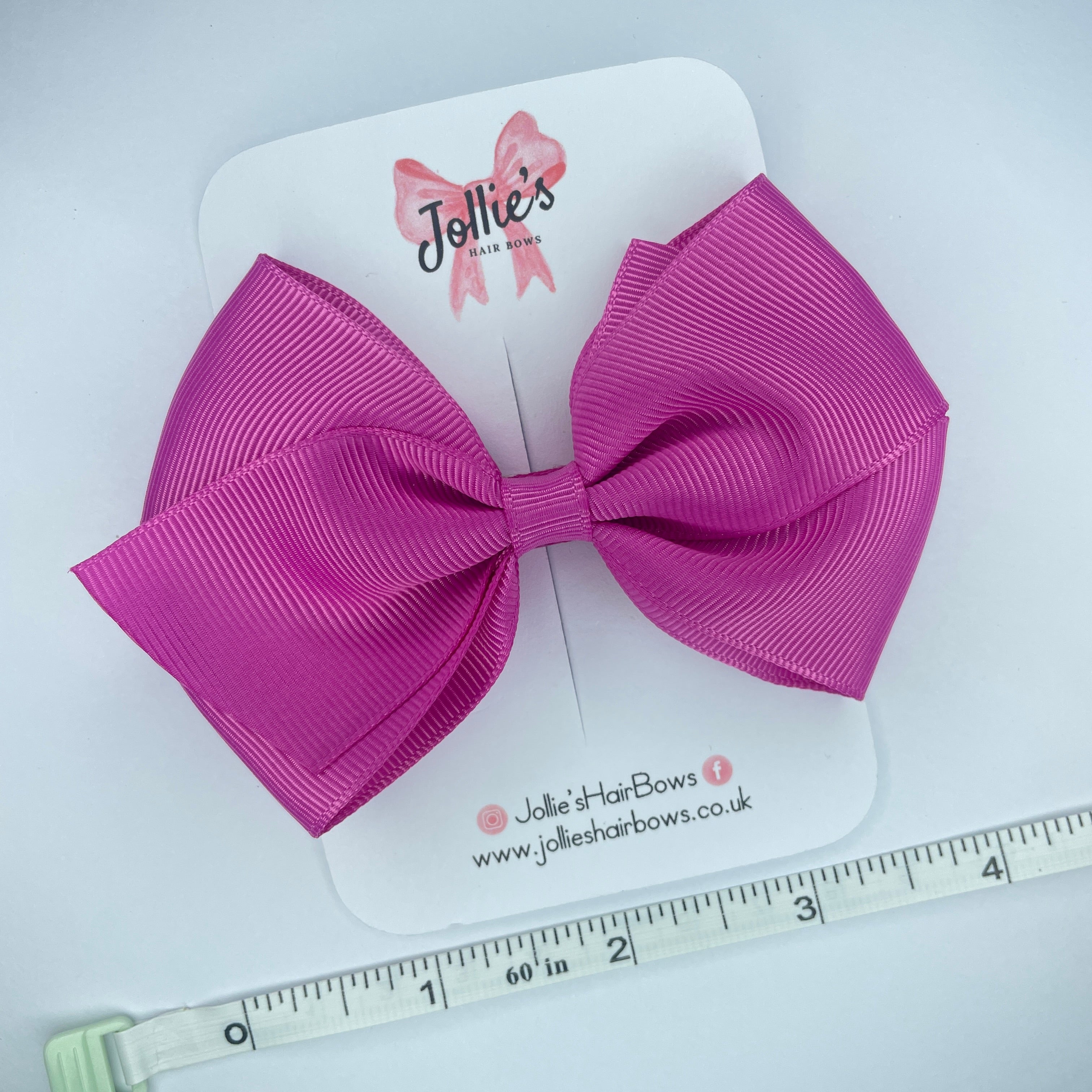 4inch Bow with Clip - Garden Rose