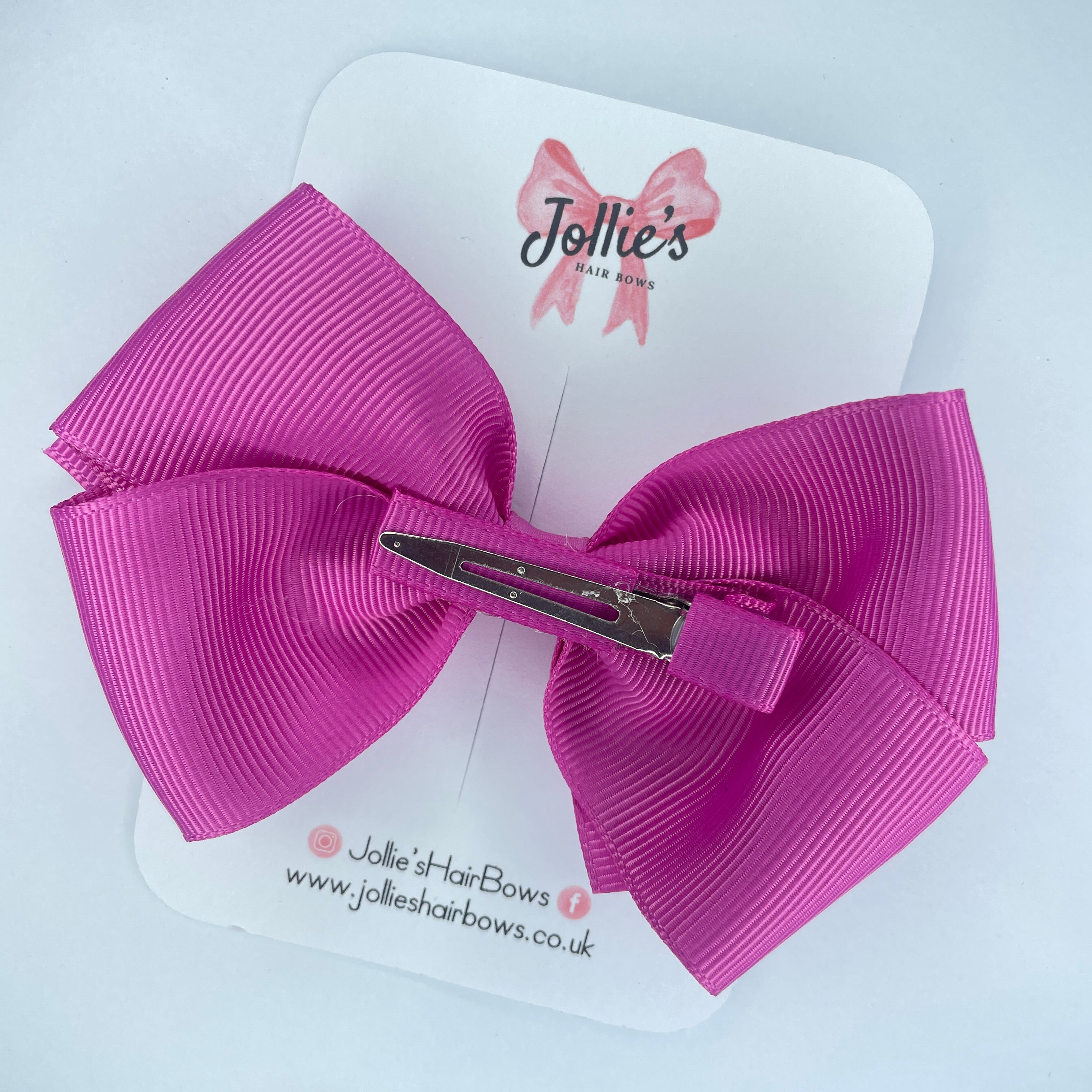 4inch Bow with Clip - Garden Rose