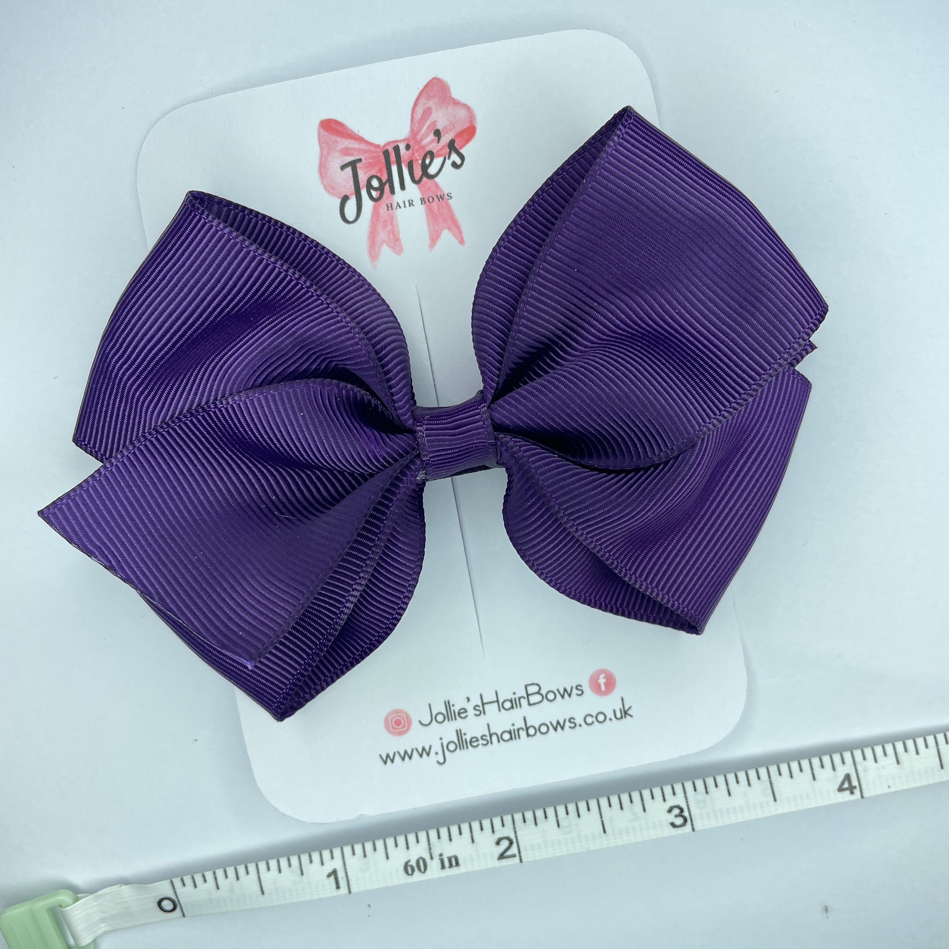 4inch Bow with Clip - Plum