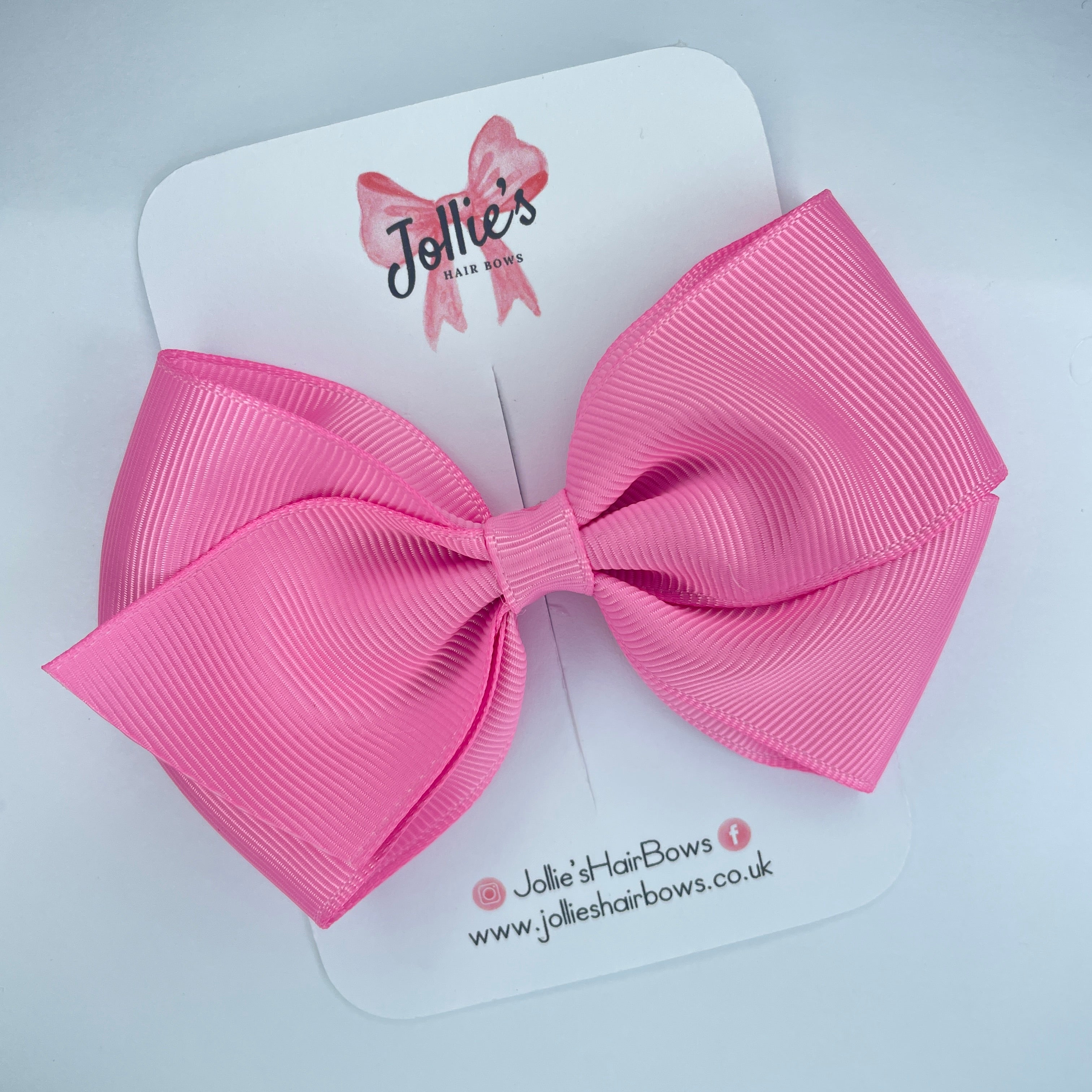 4inch Bow with Clip - Geranium Pink