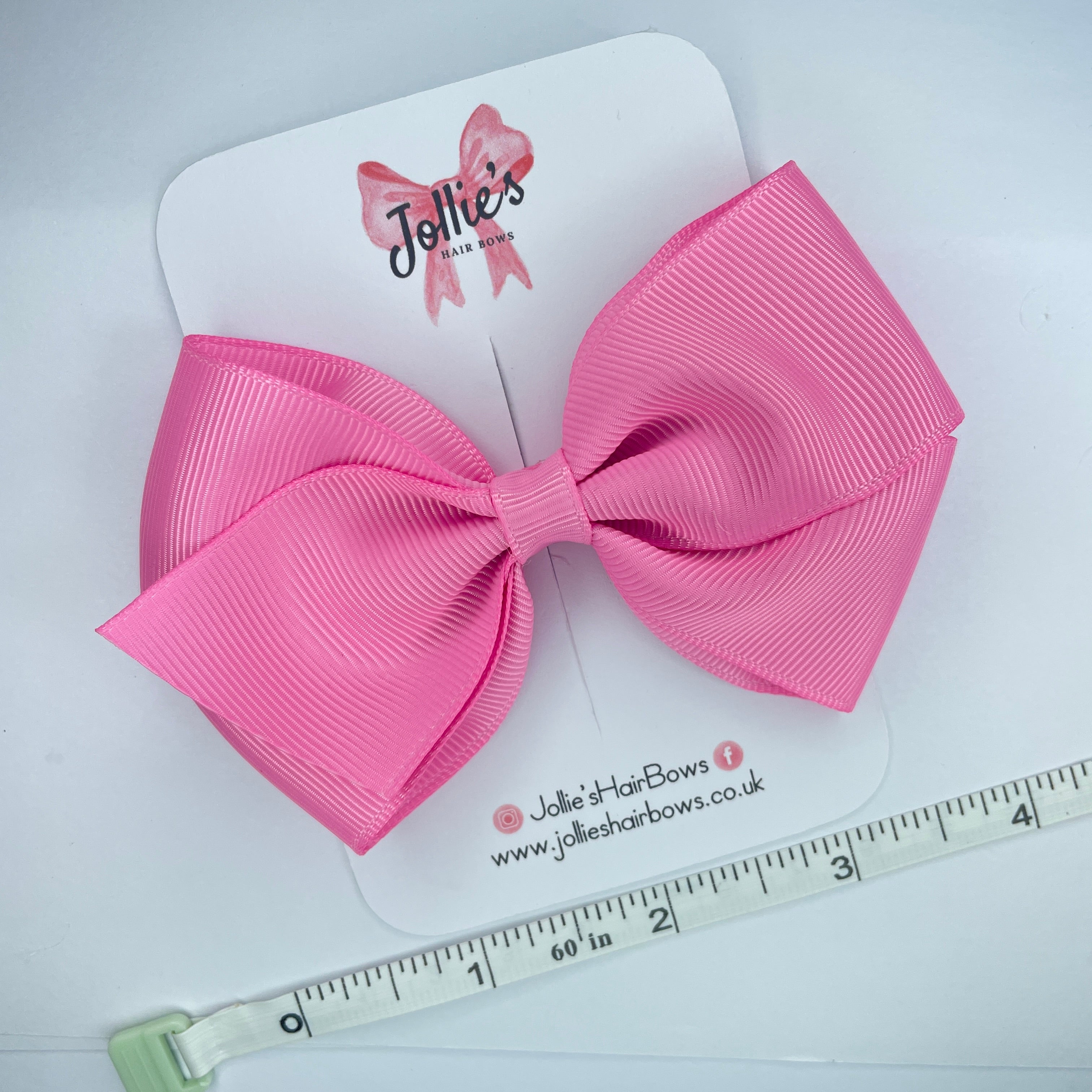 4inch Bow with Clip - Geranium Pink