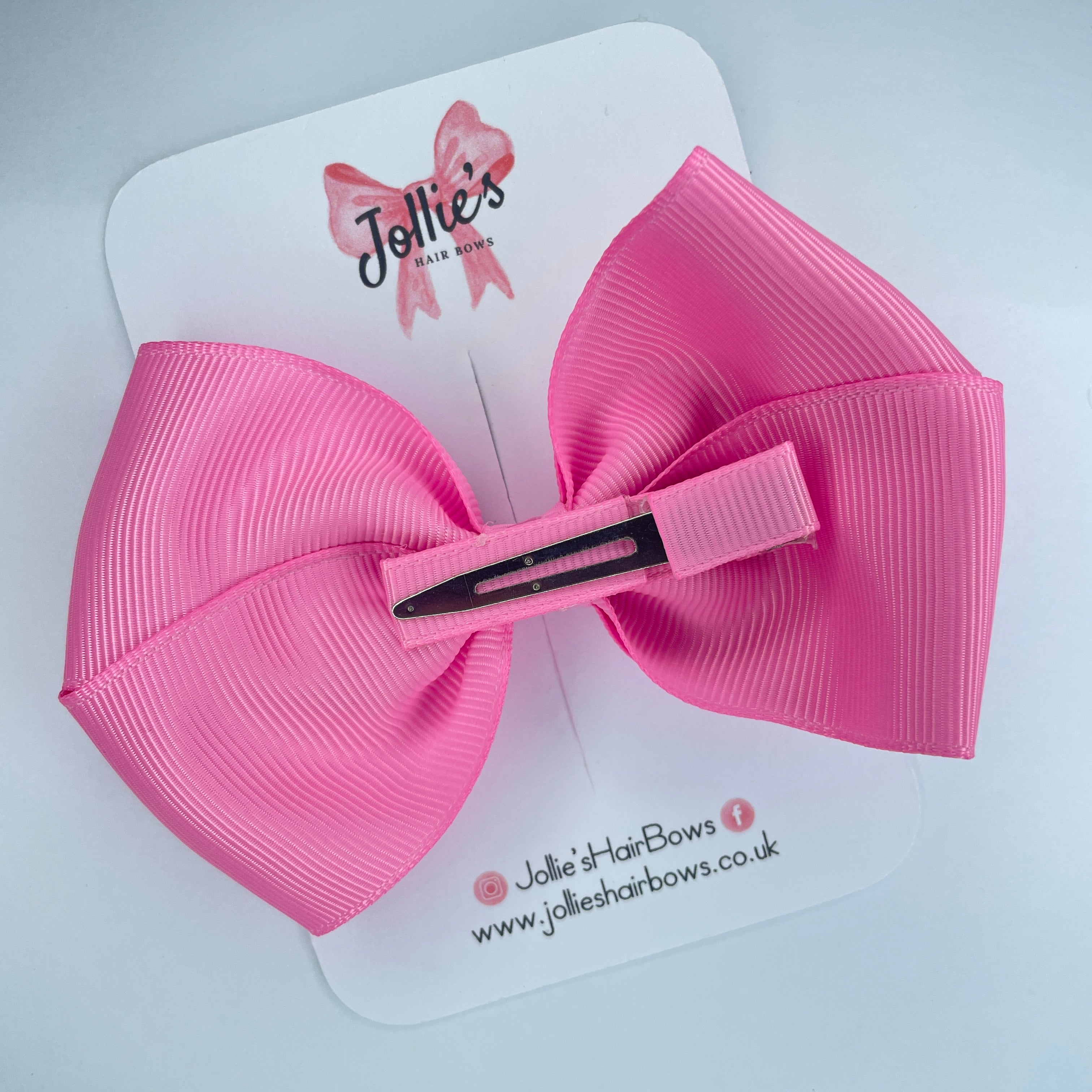 4inch Bow with Clip - Geranium Pink