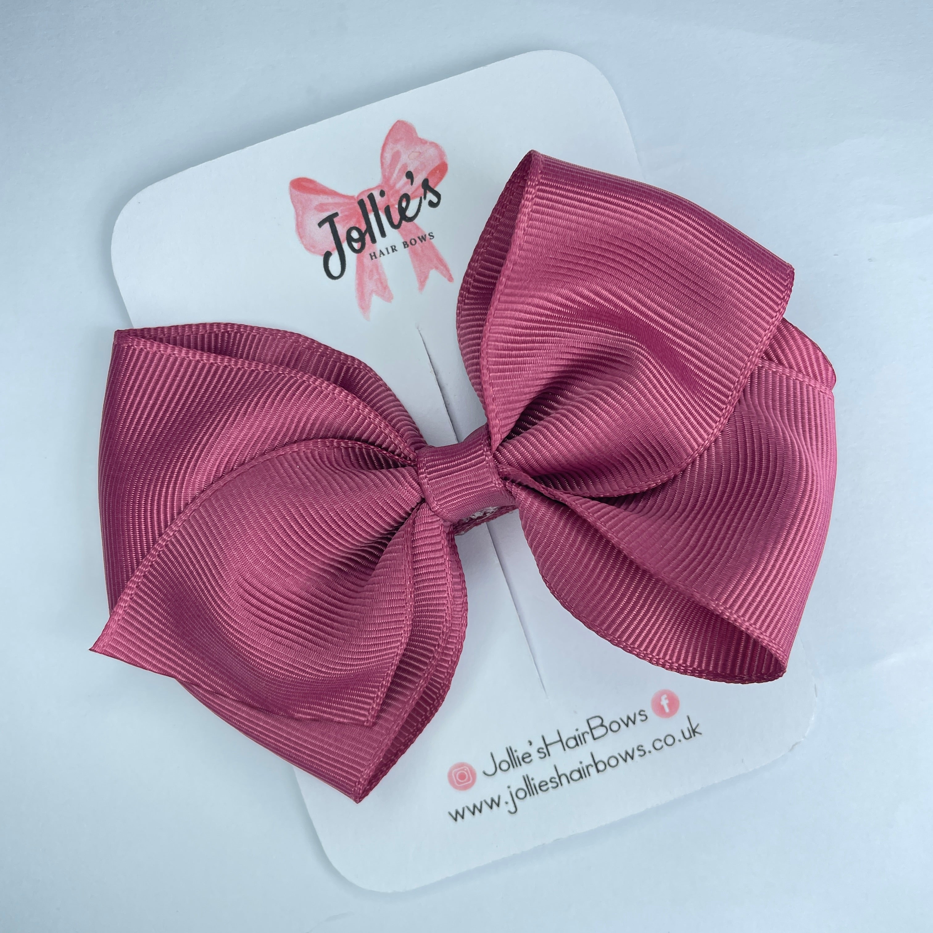 4inch Bow with Clip - Victorian Rose