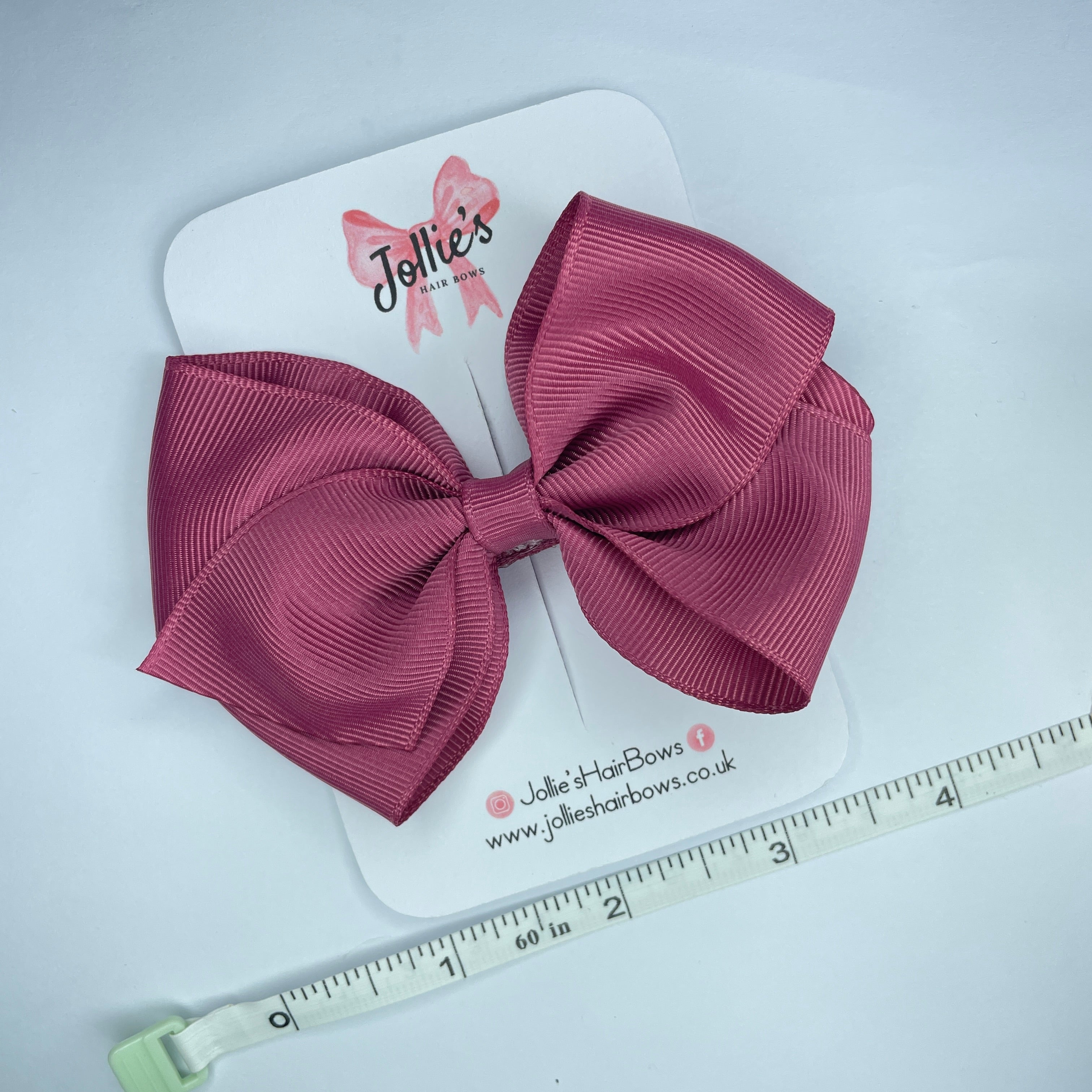 4inch Bow with Clip - Victorian Rose