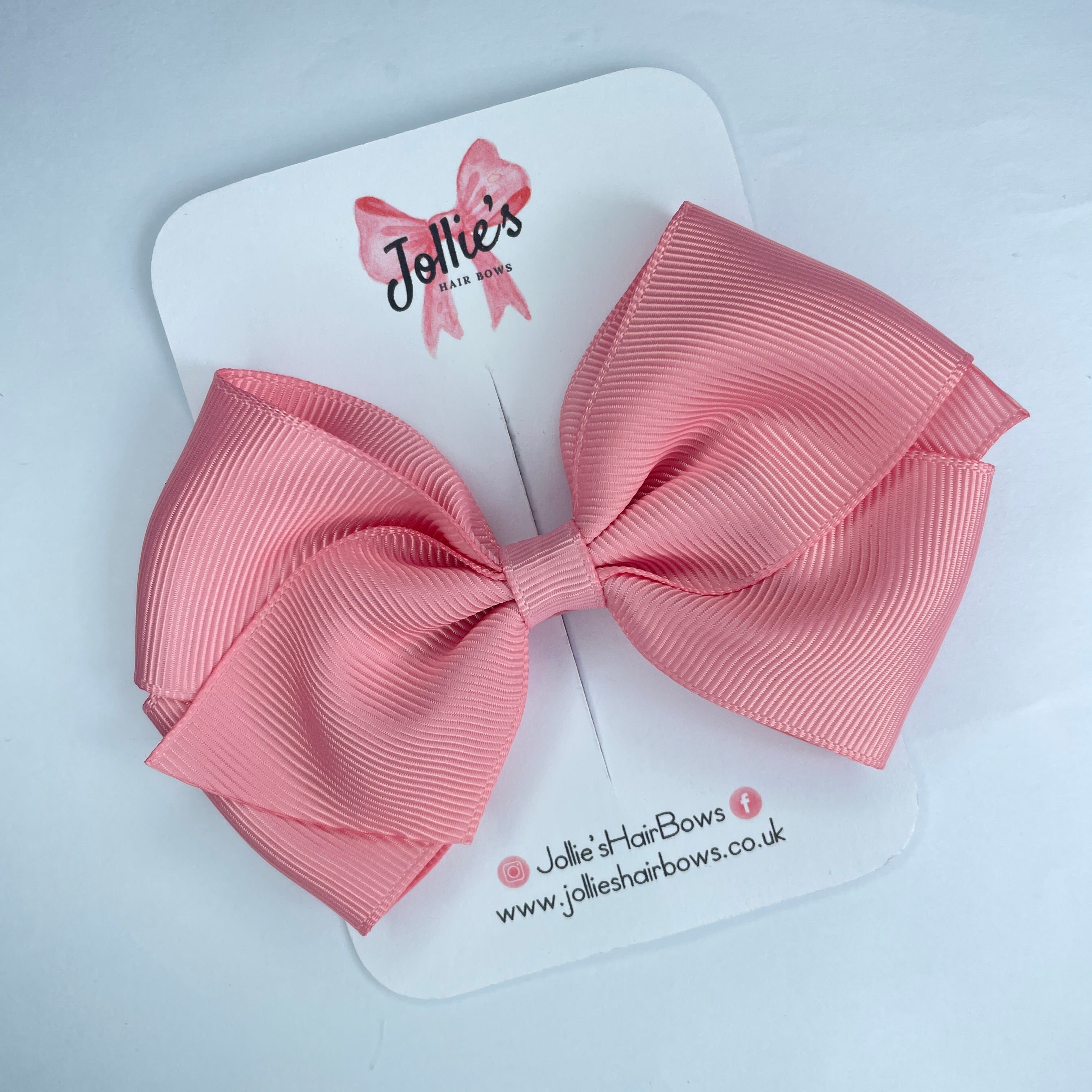 4inch Bow with Clip - Peony