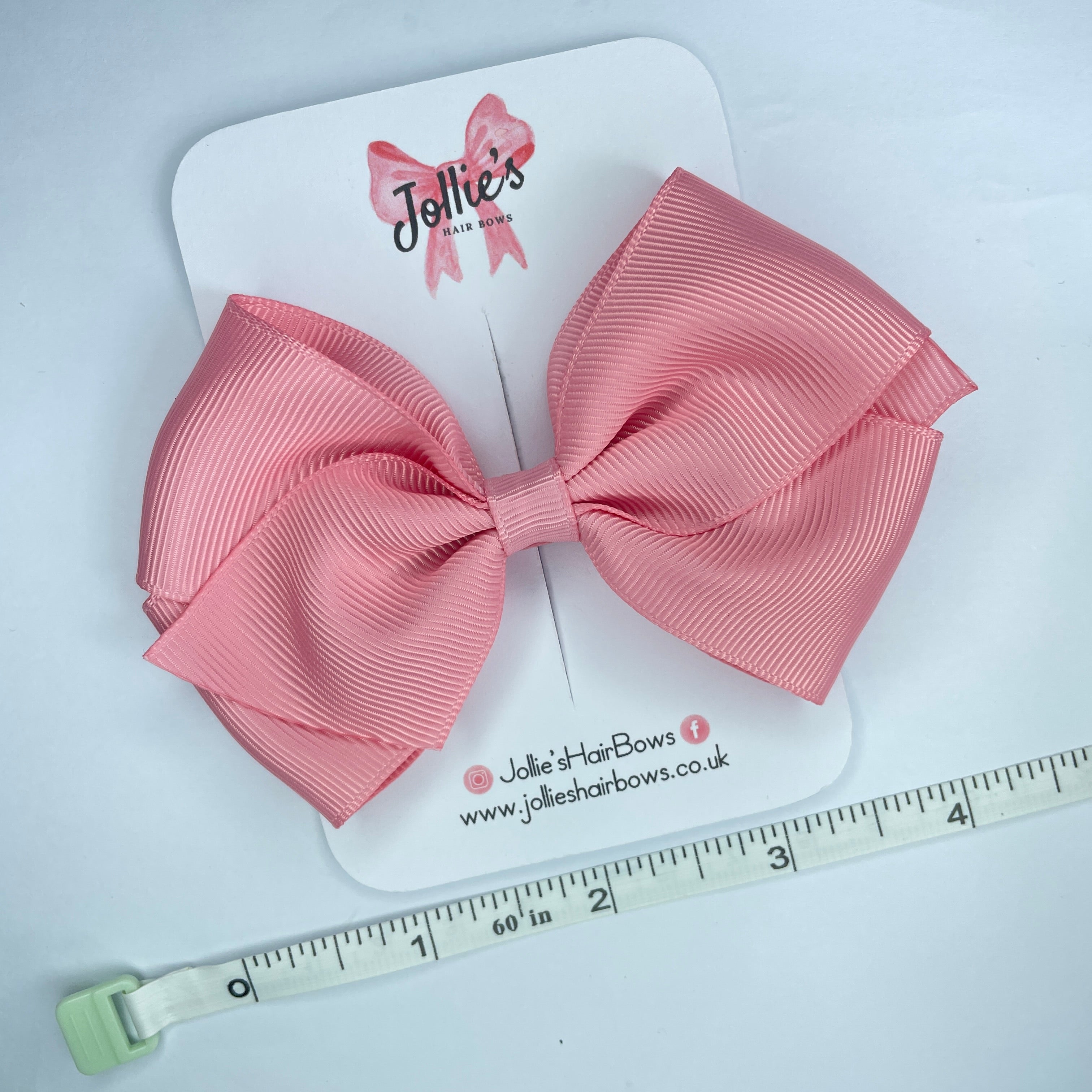 4inch Bow with Clip - Peony