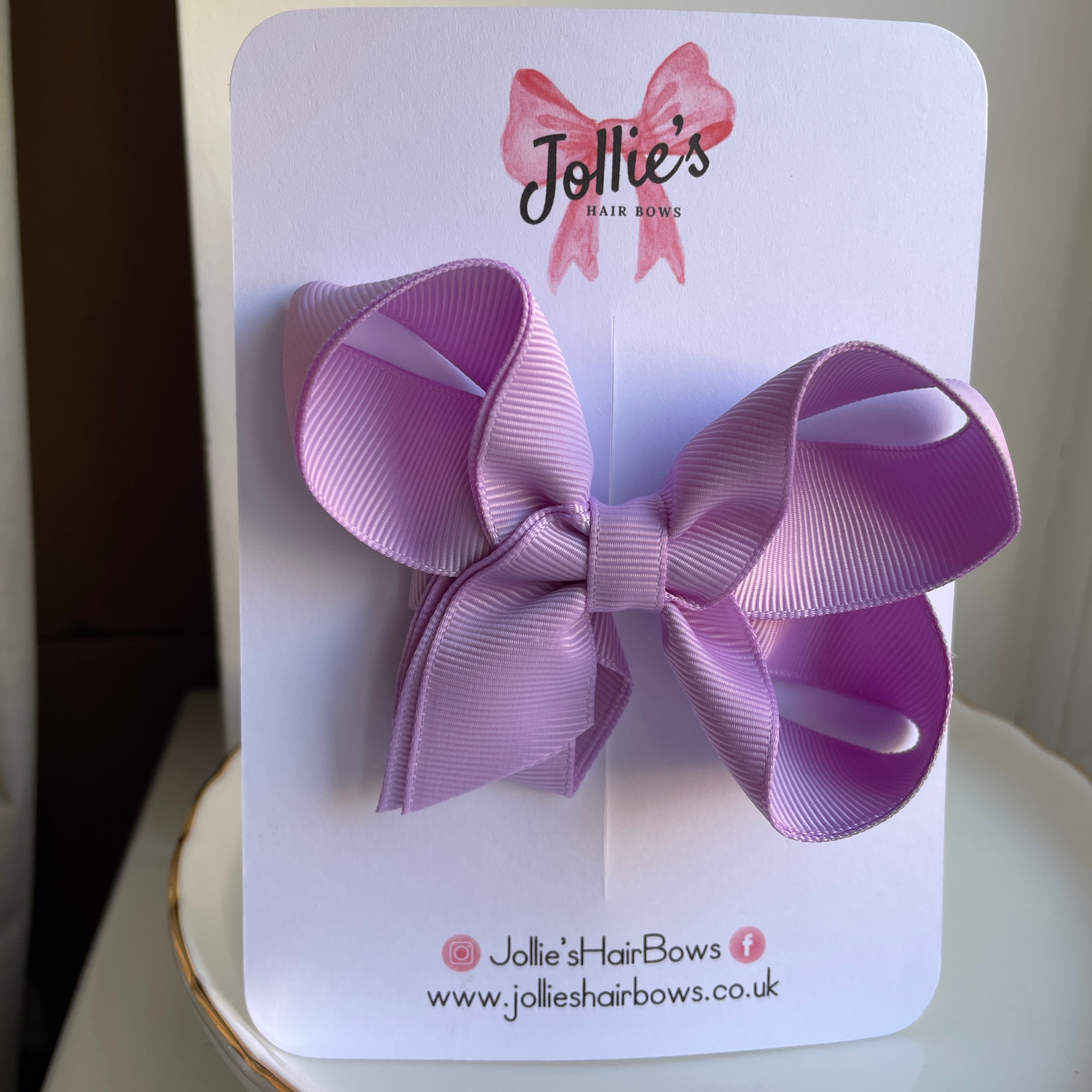 4inch Double Layers Bow with Clip - Light Orchid