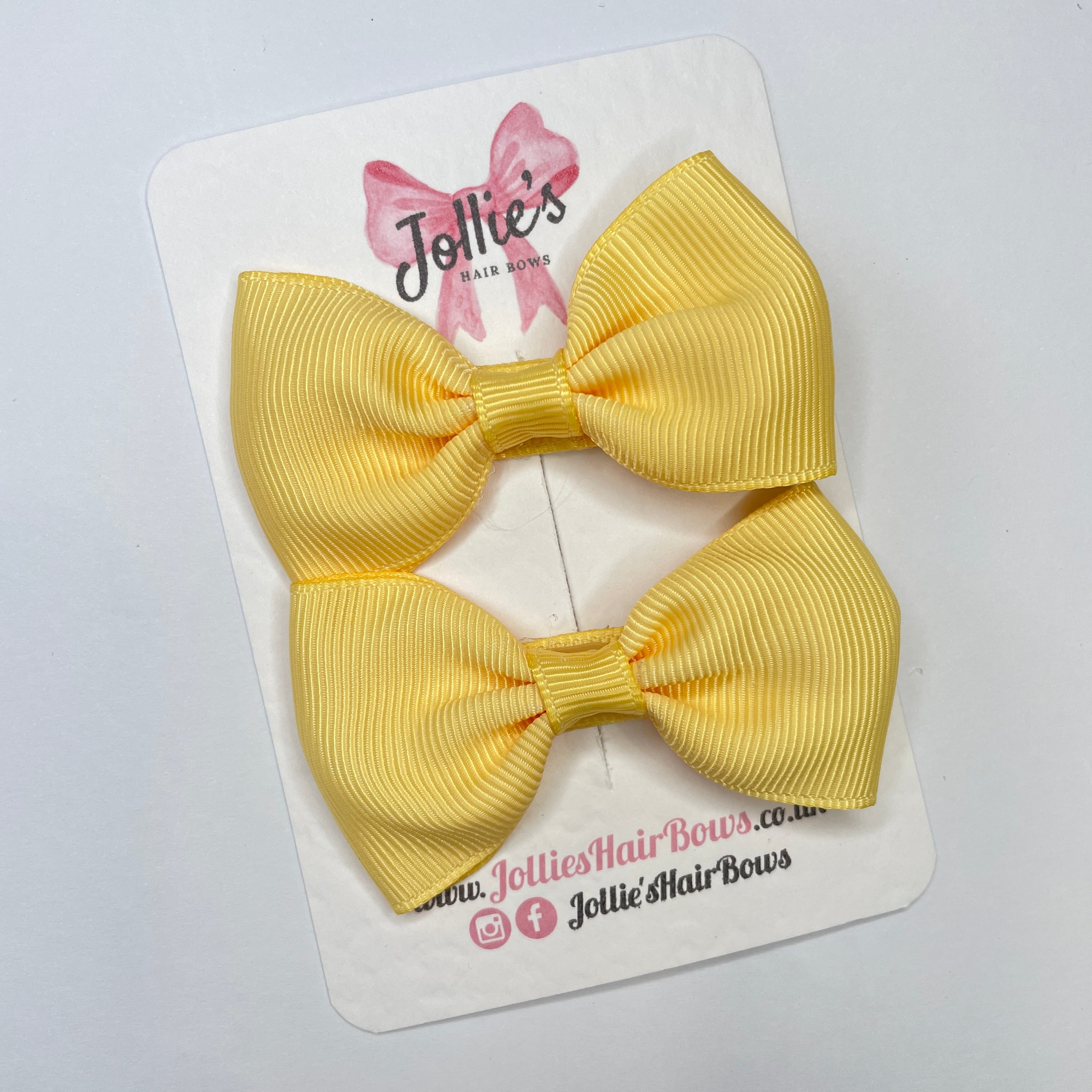 2.5inch Simple Bows with Clip (pair) - Chamois