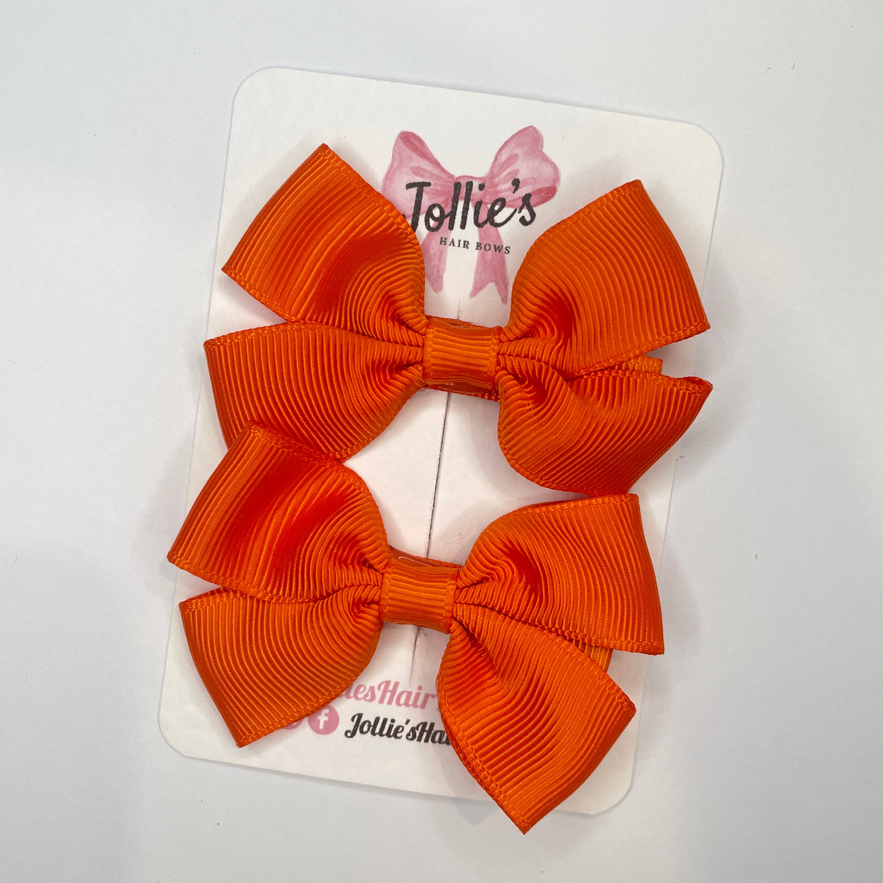 2.5inch Classic Bow with Clip (pair) - Russet Orange