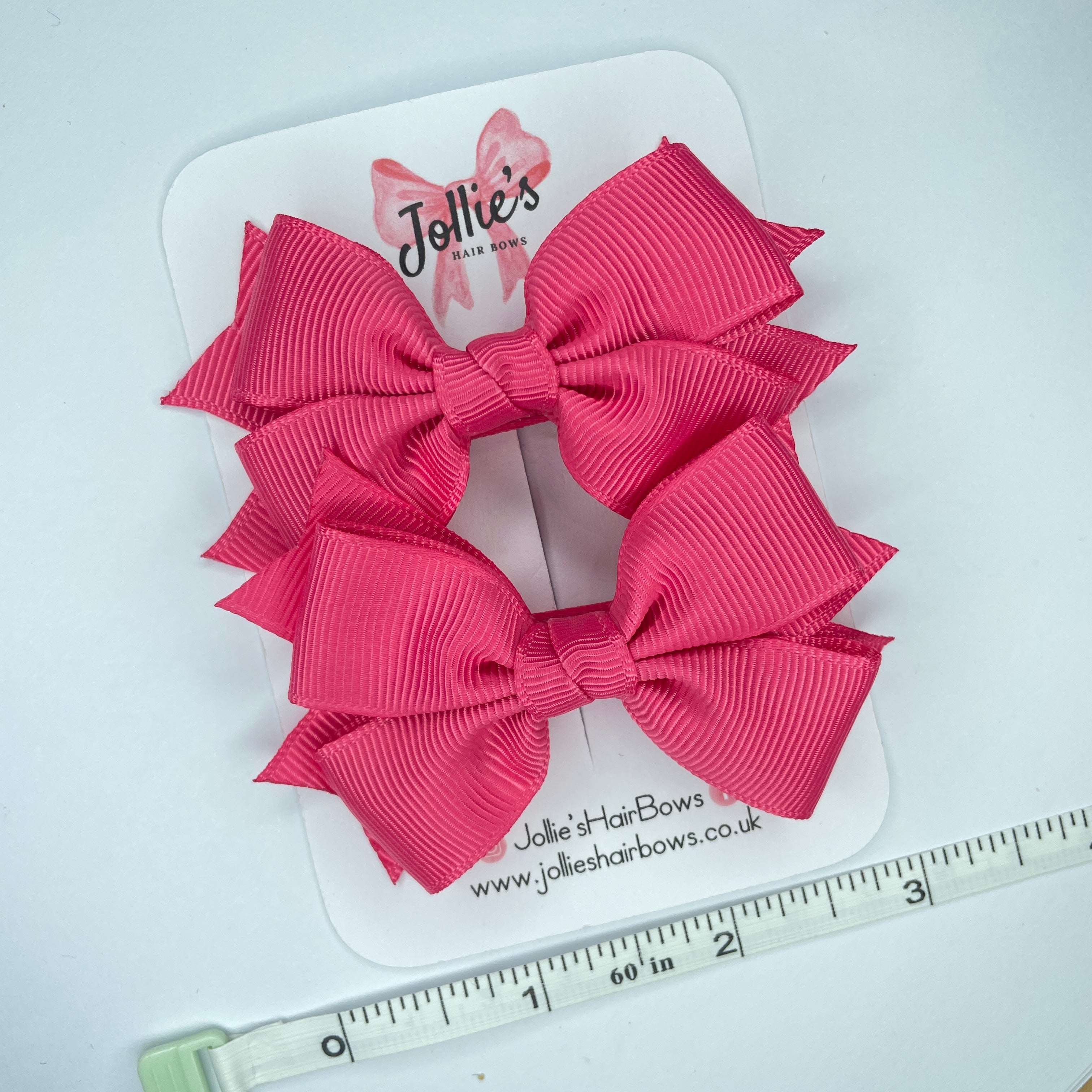 3inch Layered Bow with Clip (pair) - Camellia Rose